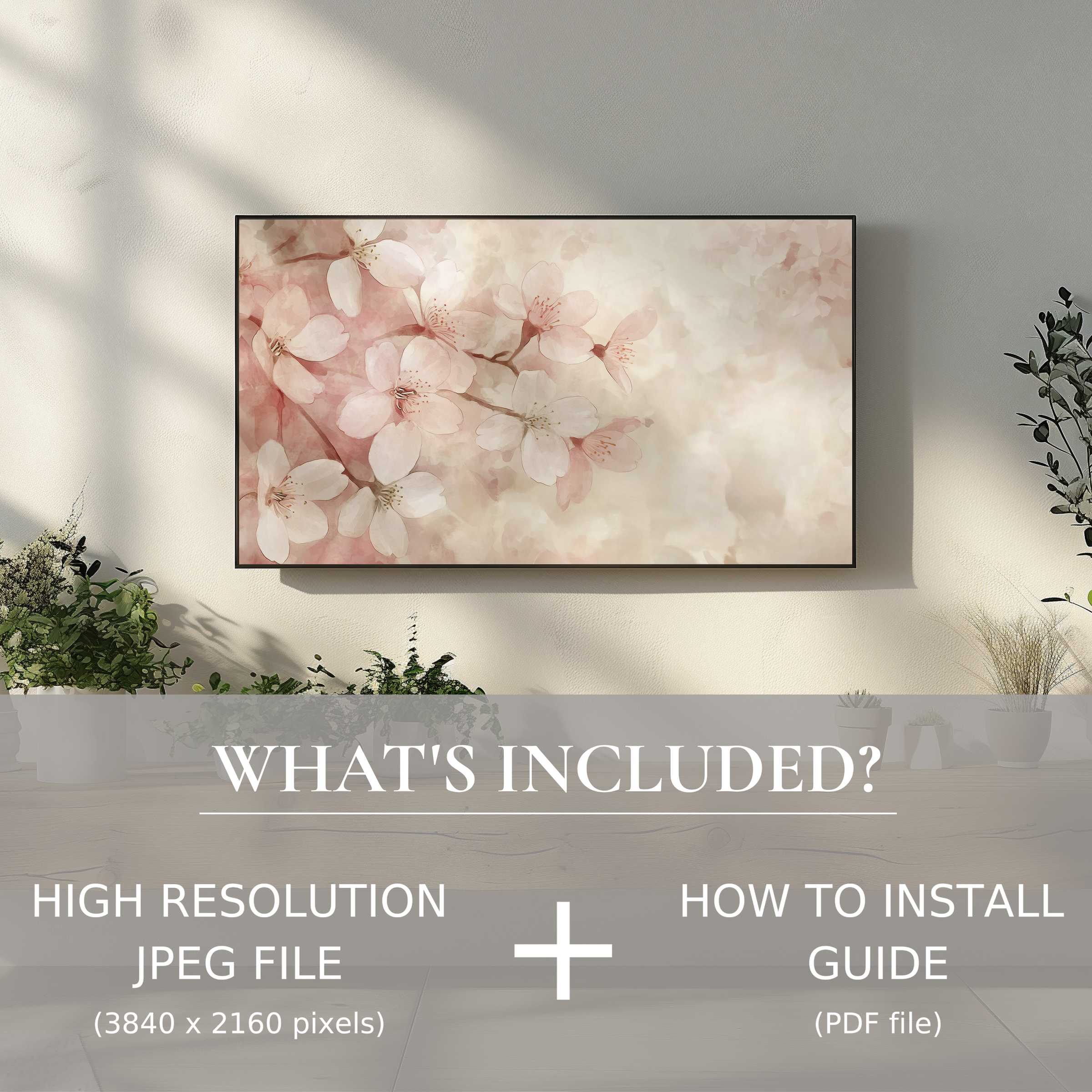 Elegant floral digital TV art download enhances modern living spaces with easy digital use and high-resolution charm