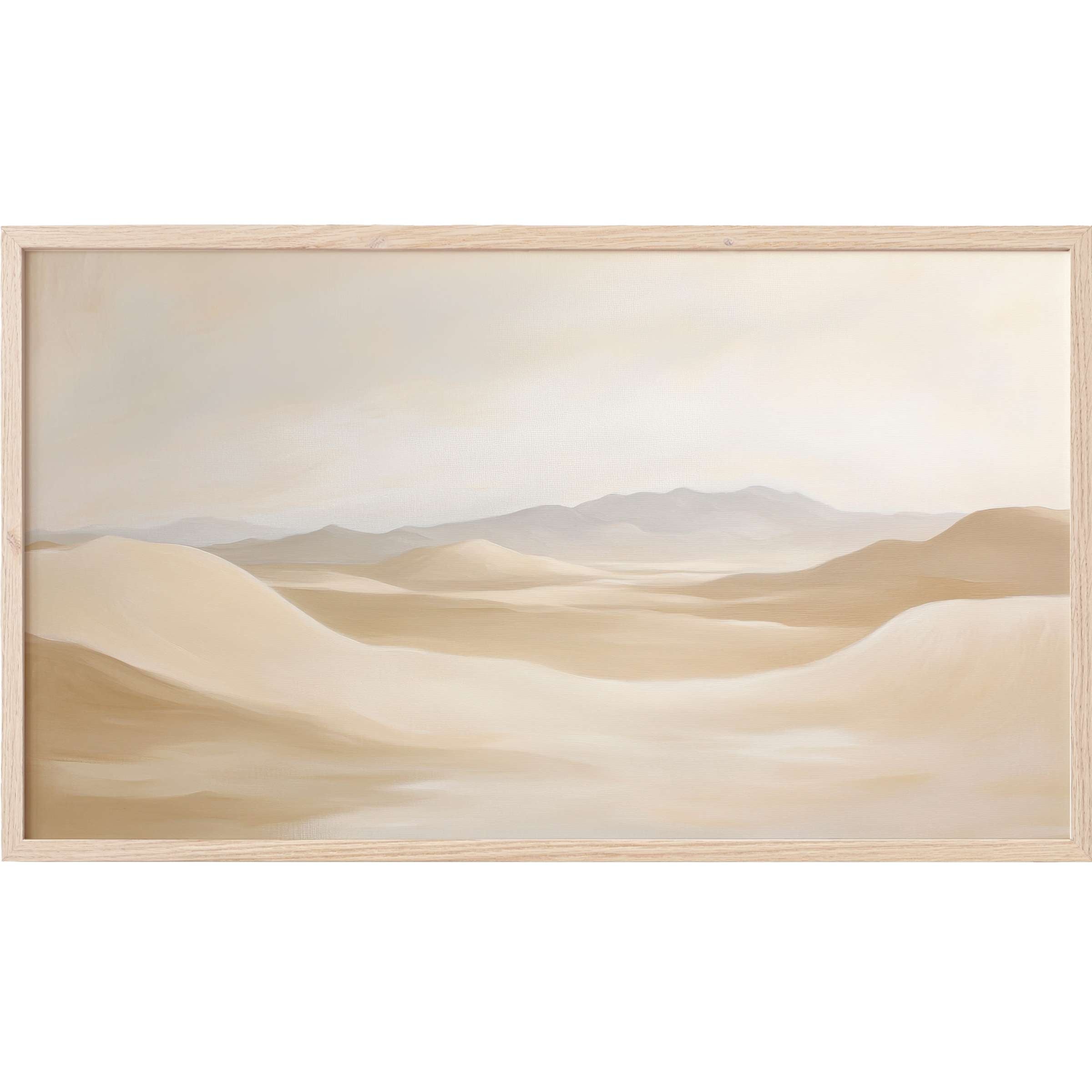 Serene desert landscape in soft beige and taupe hues with gentle gradients, neutral Frame TV Art for refined interiors