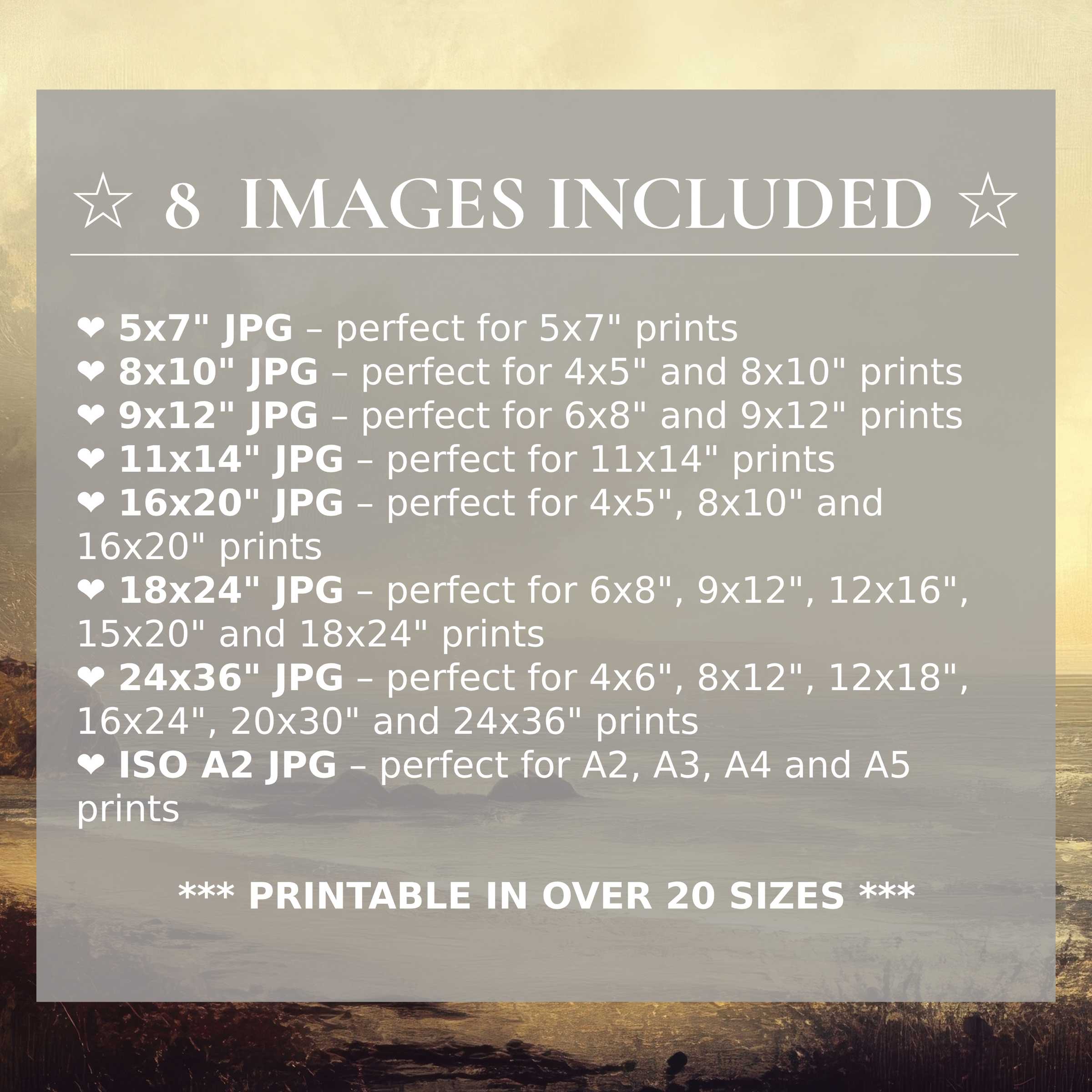 Radiant landscape digital print in warm golds and subtle earth tones, offered in 8 high-quality sizes for versatile modern interiors