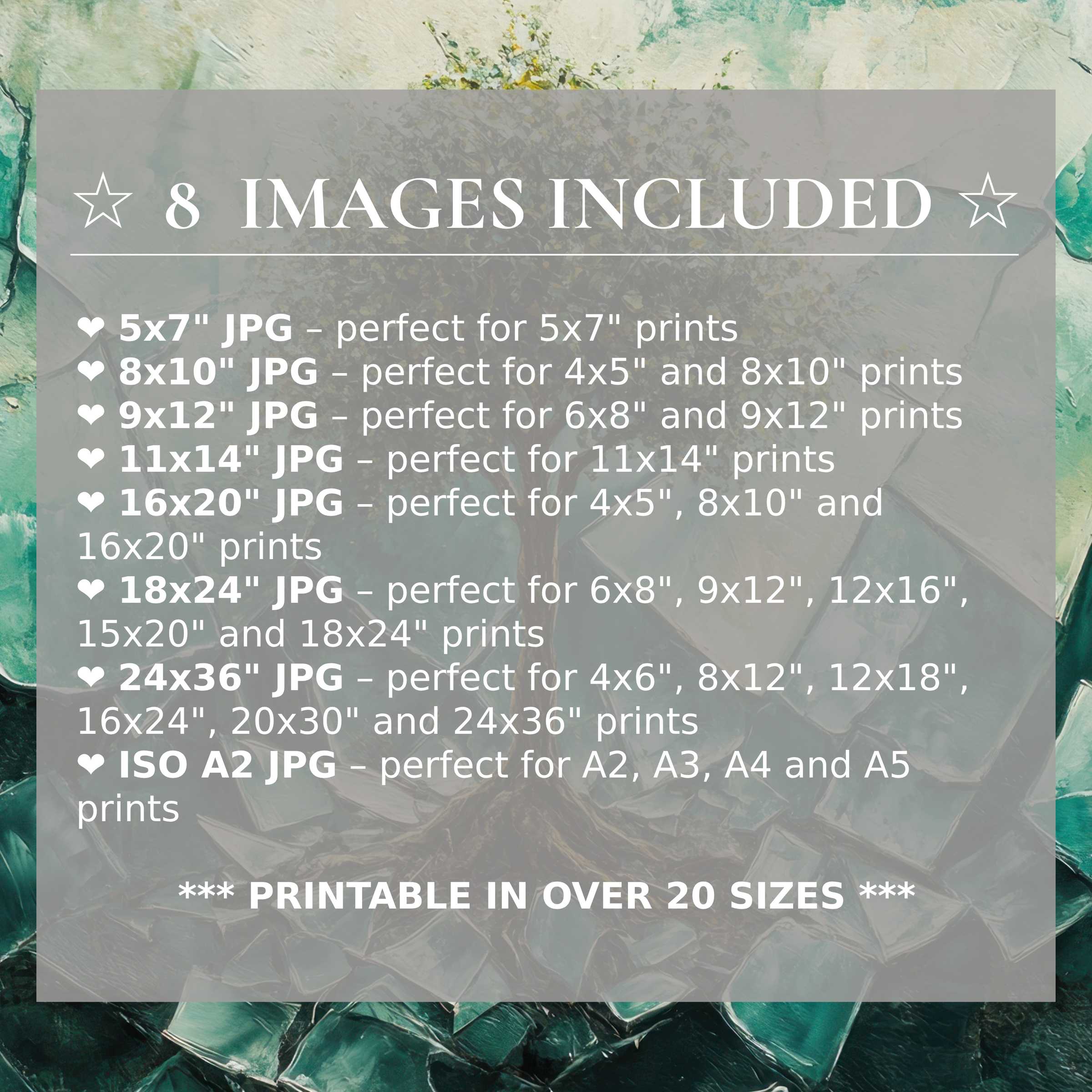 Radiant tree digital print in warm neutrals and soft browns, enhancing modern interiors with 8 high-quality sizes included