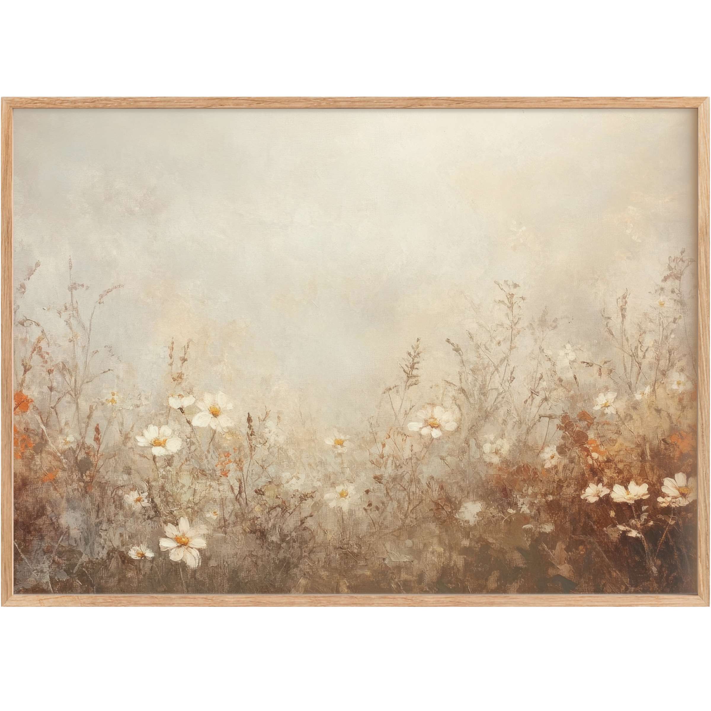 Softly muted daisies and warm amber tones create a serene, inviting ambiance with elegant fall printable wall art