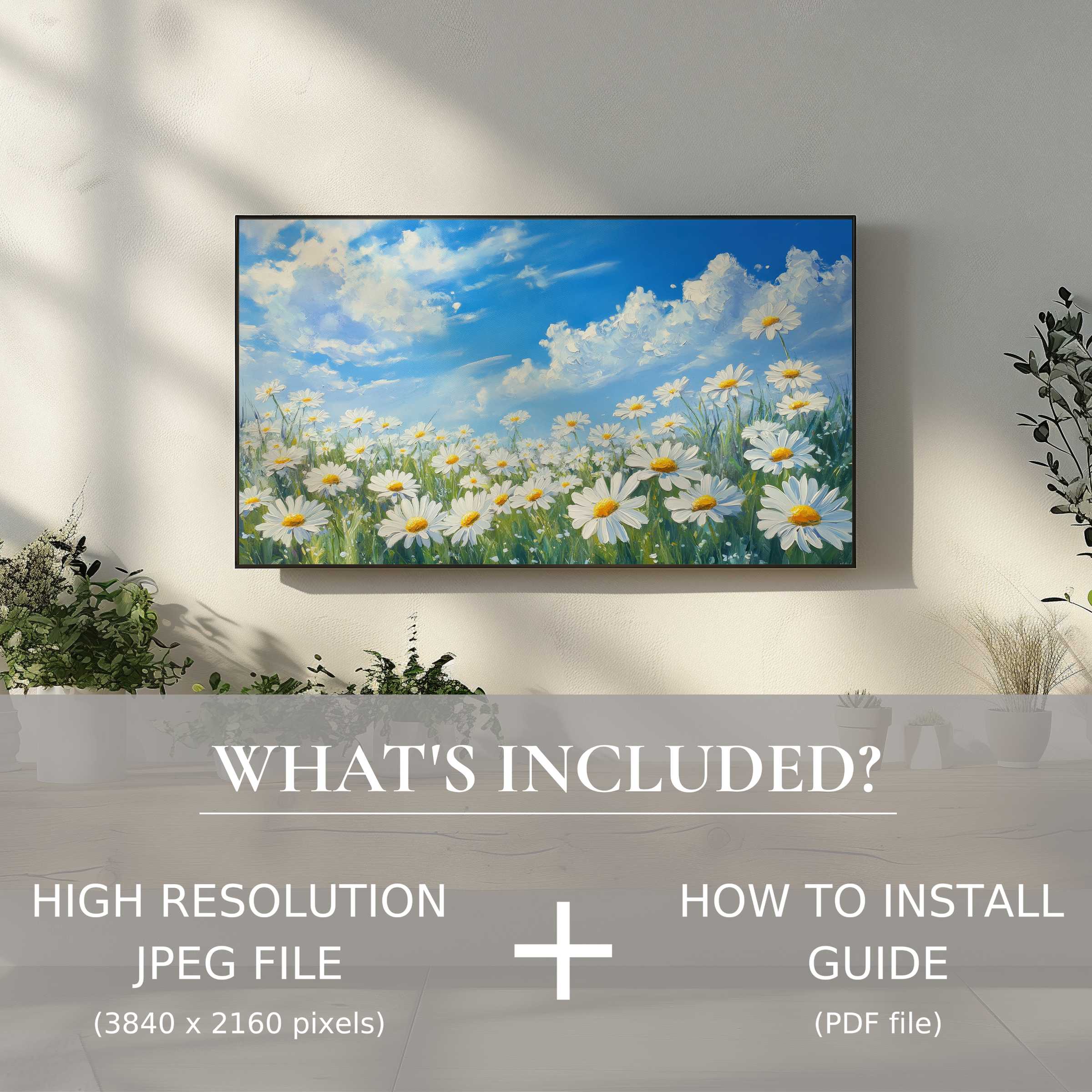 Elegant floral digital TV art download brightens modern living spaces with effortless, high-res digital installation