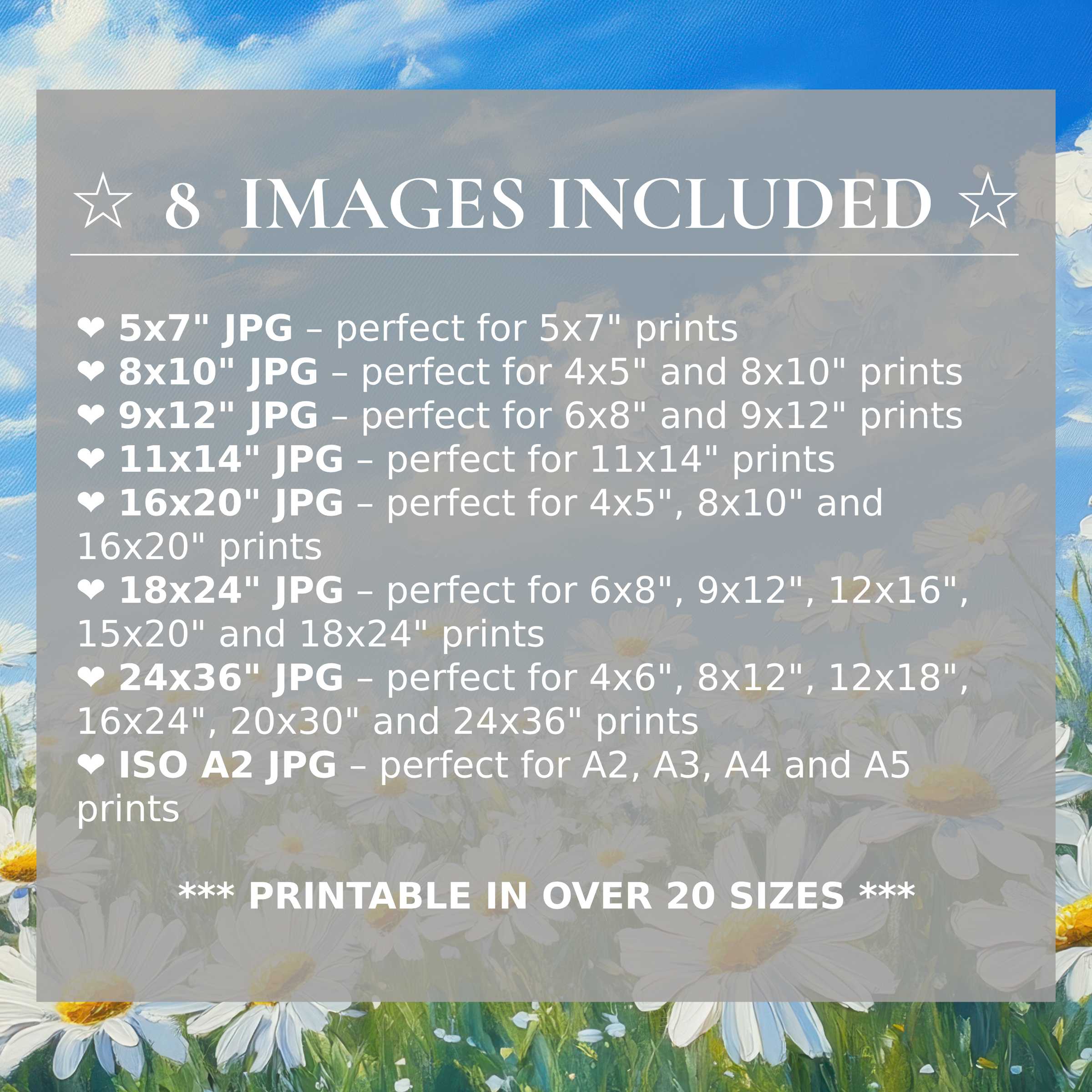 Radiant floral digital print in soothing blues and whites, delivered in 8 high-quality sizes to elevate modern interiors with effortless style and versatility