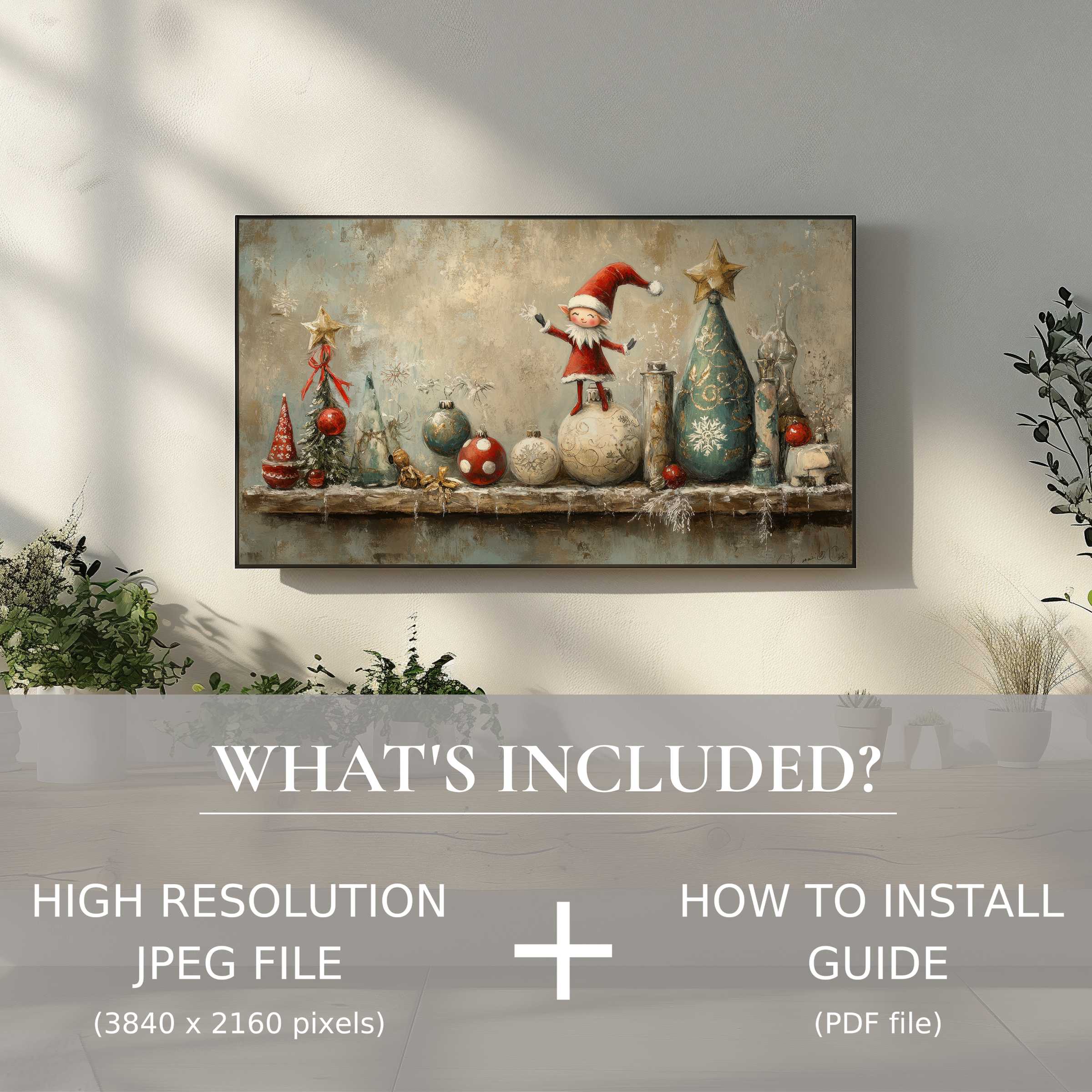 Elegant christmas digital TV art download enhances modern living spaces with easy digital use and festive charm