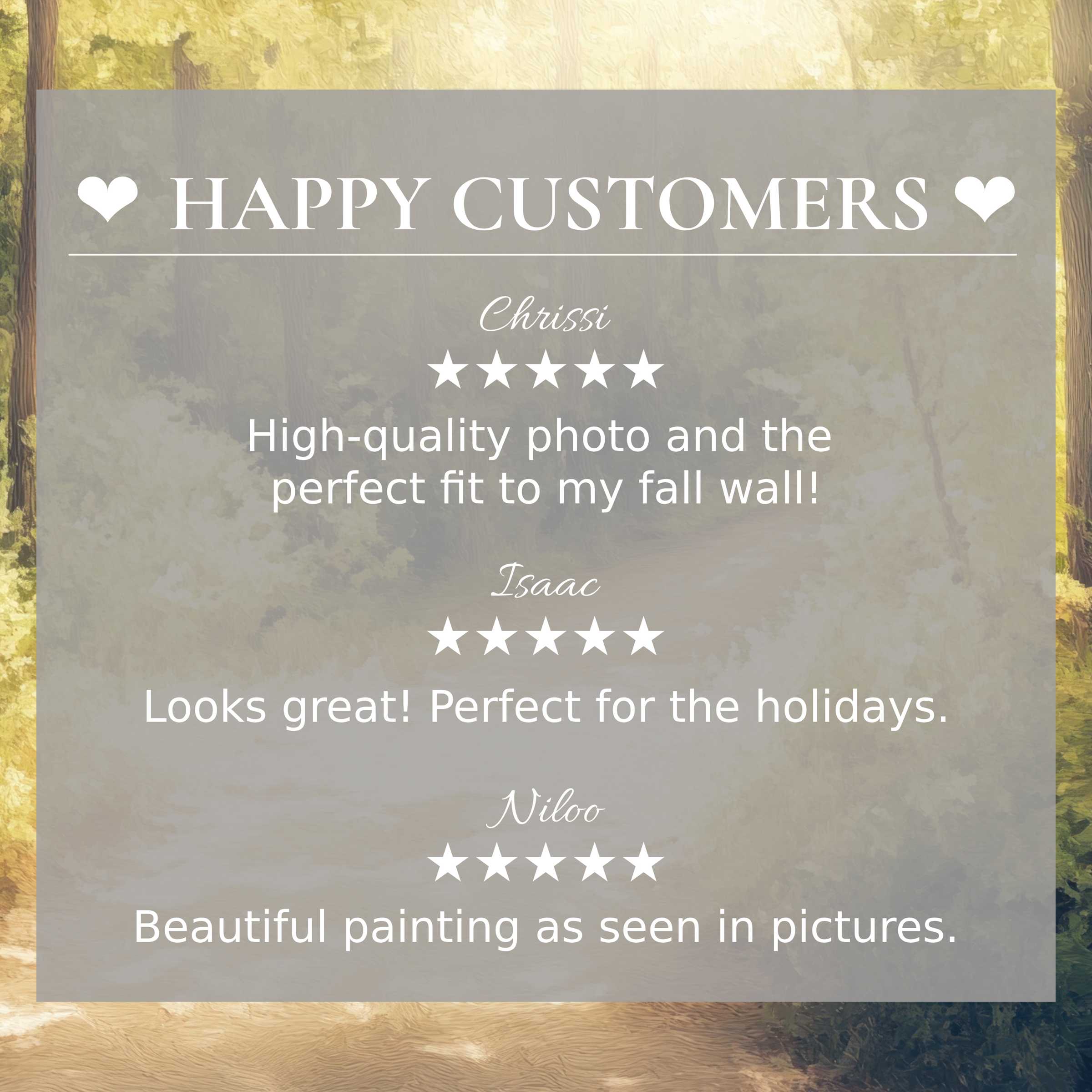Vintage art for Frame TV with abstract autumn hues, showcasing happy customer reviews that inspire trust and elegance
