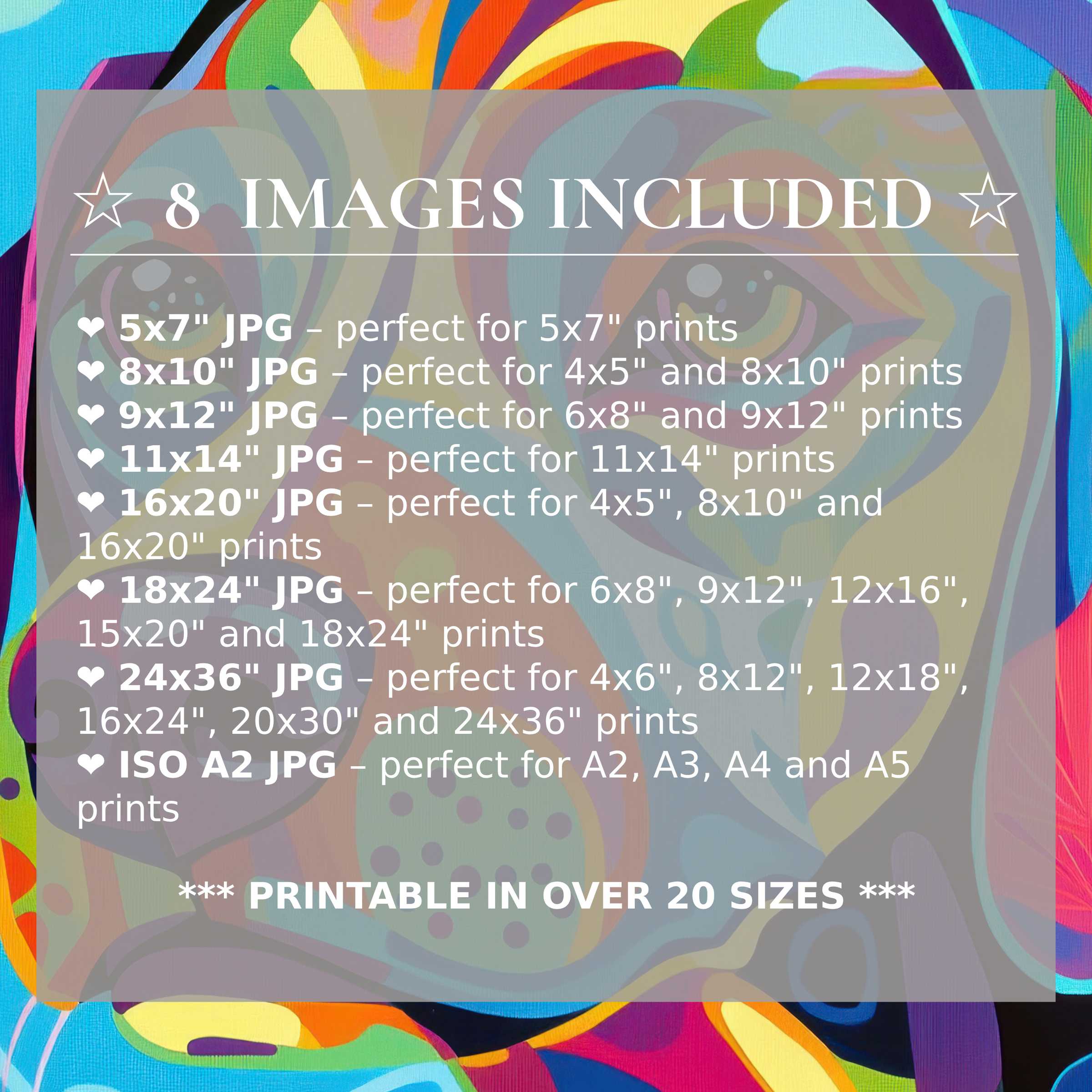 Vibrant pop art digital print featuring bold blues, reds, and yellows, delivered in 8 high-quality sizes with download, perfect to elevate modern interiors with stylish versatility