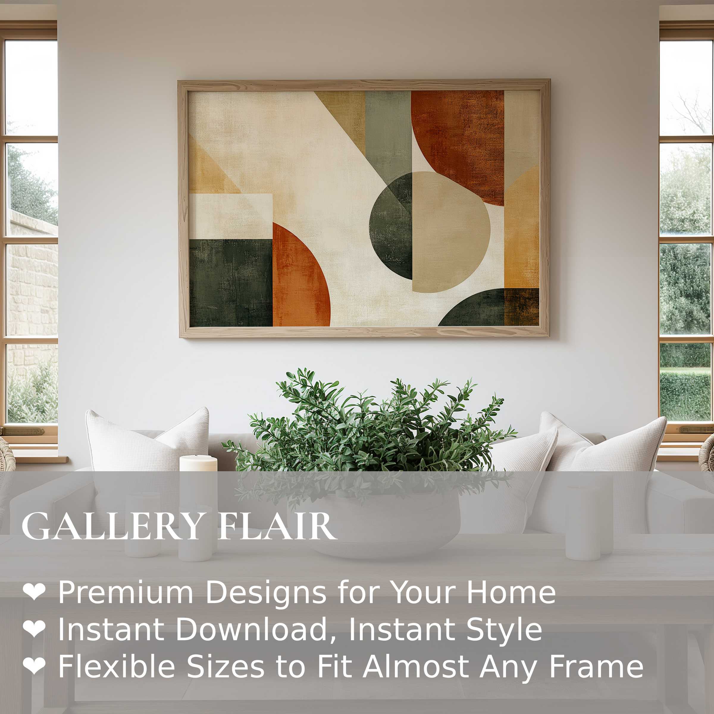 Modern geometric composition in warm earth tones, framed elegantly as a refined Wall Art Print for stylish interiors