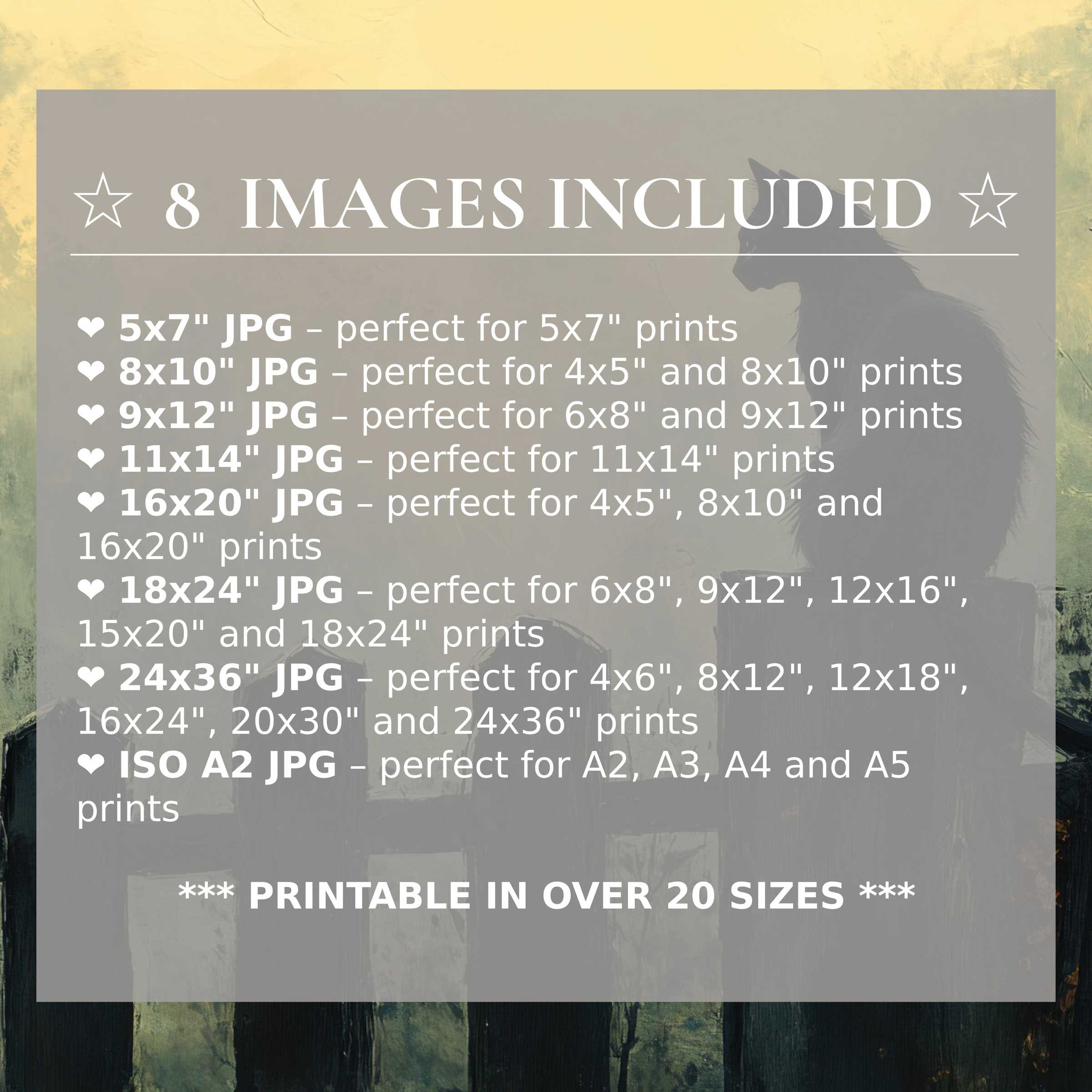 Elegant halloween digital print with moody black and muted gold tones, delivering bold ambiance and versatile style in 8 high-quality sizes included