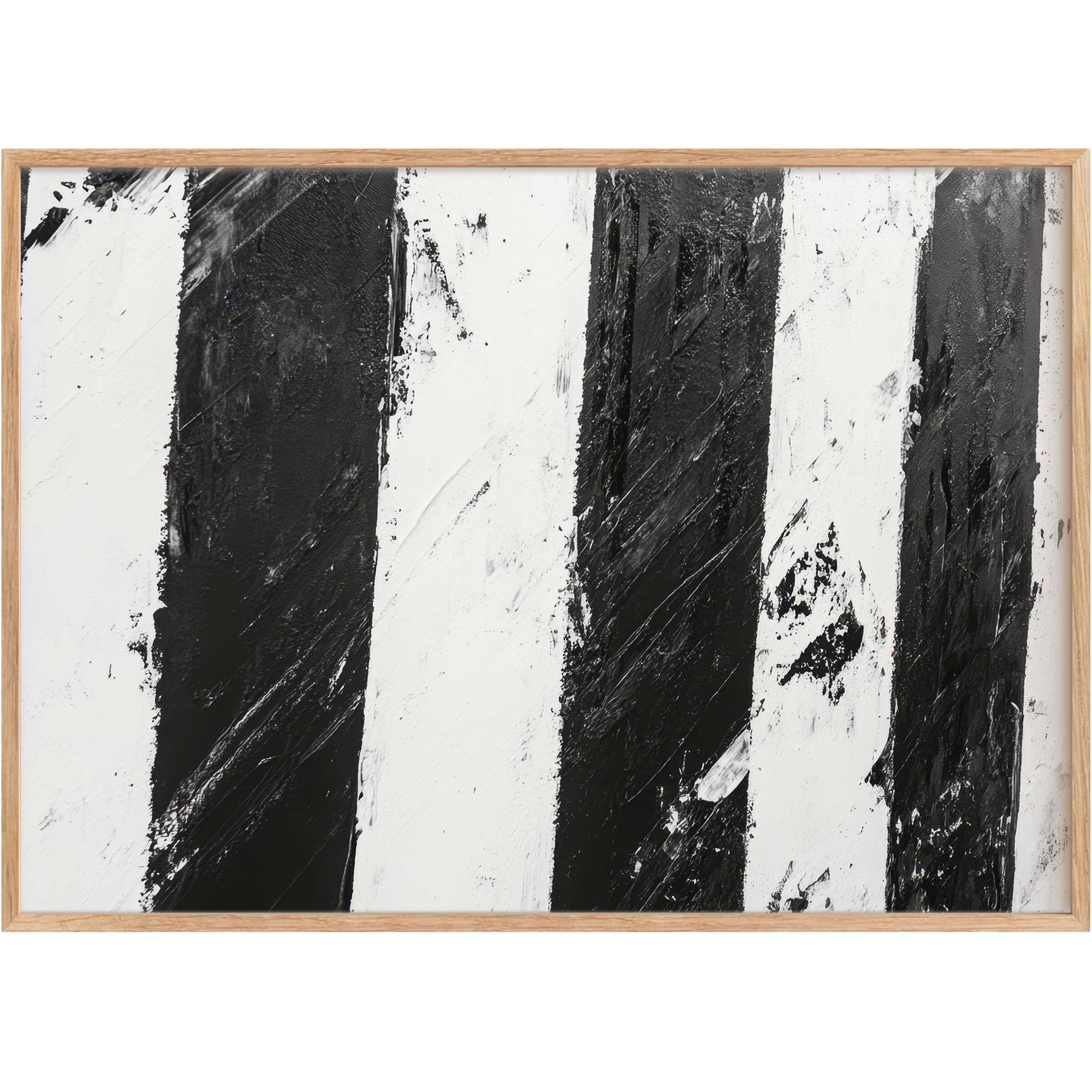 Bold black and white printable wall art featuring textured vertical stripes, evoking a modern, sophisticated ambiance