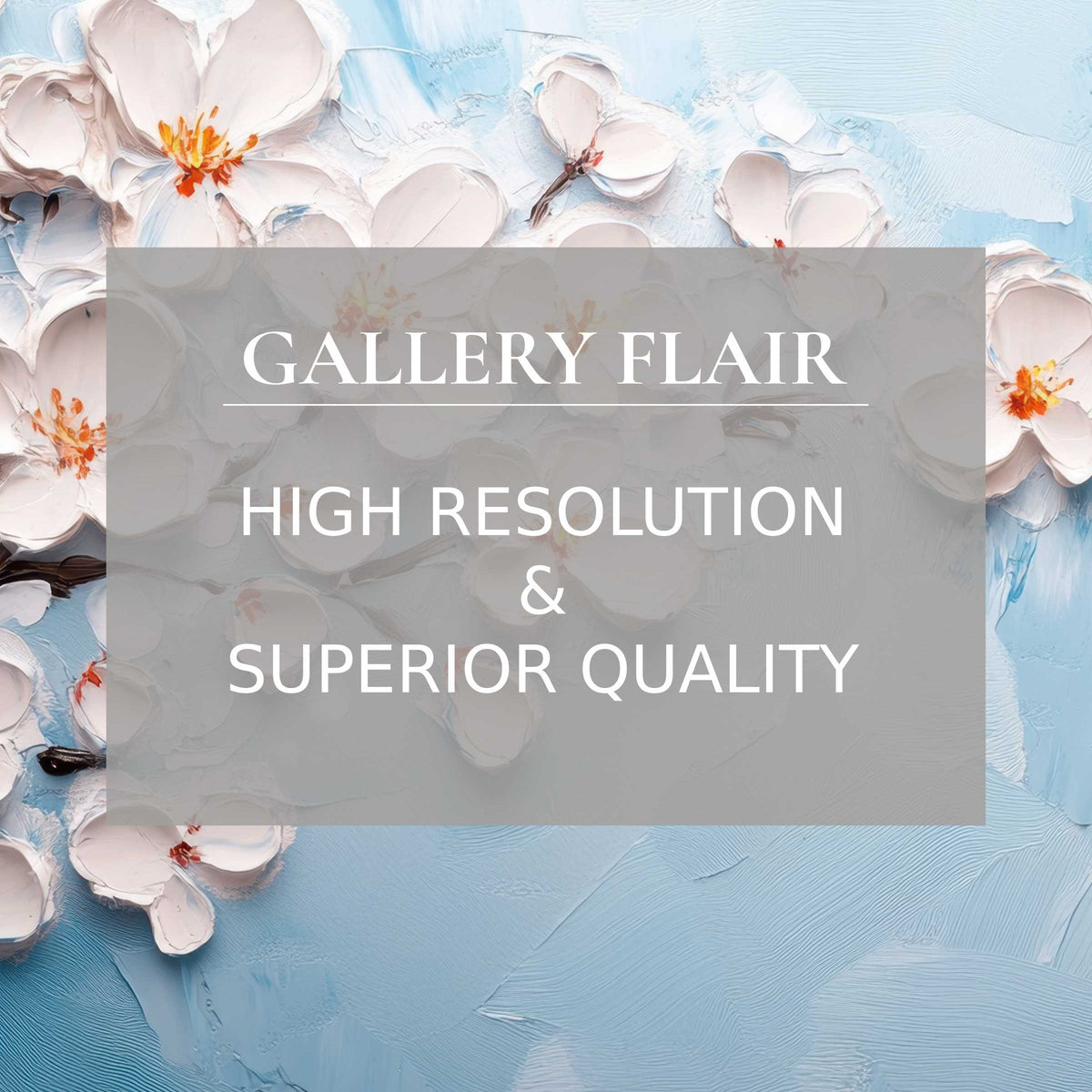Botanical printable art featuring softly textured white blossoms on a serene blue backdrop, radiating calming elegance and refined detail to elevate modern interiors