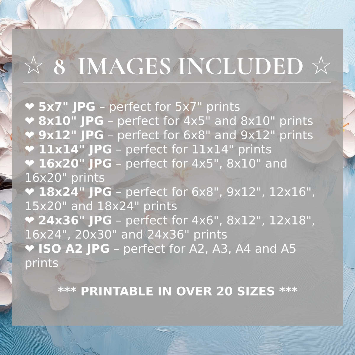 Botanical digital print in soothing blues and soft creams, delivering radiant calm and versatile elegance in 8 premium sizes