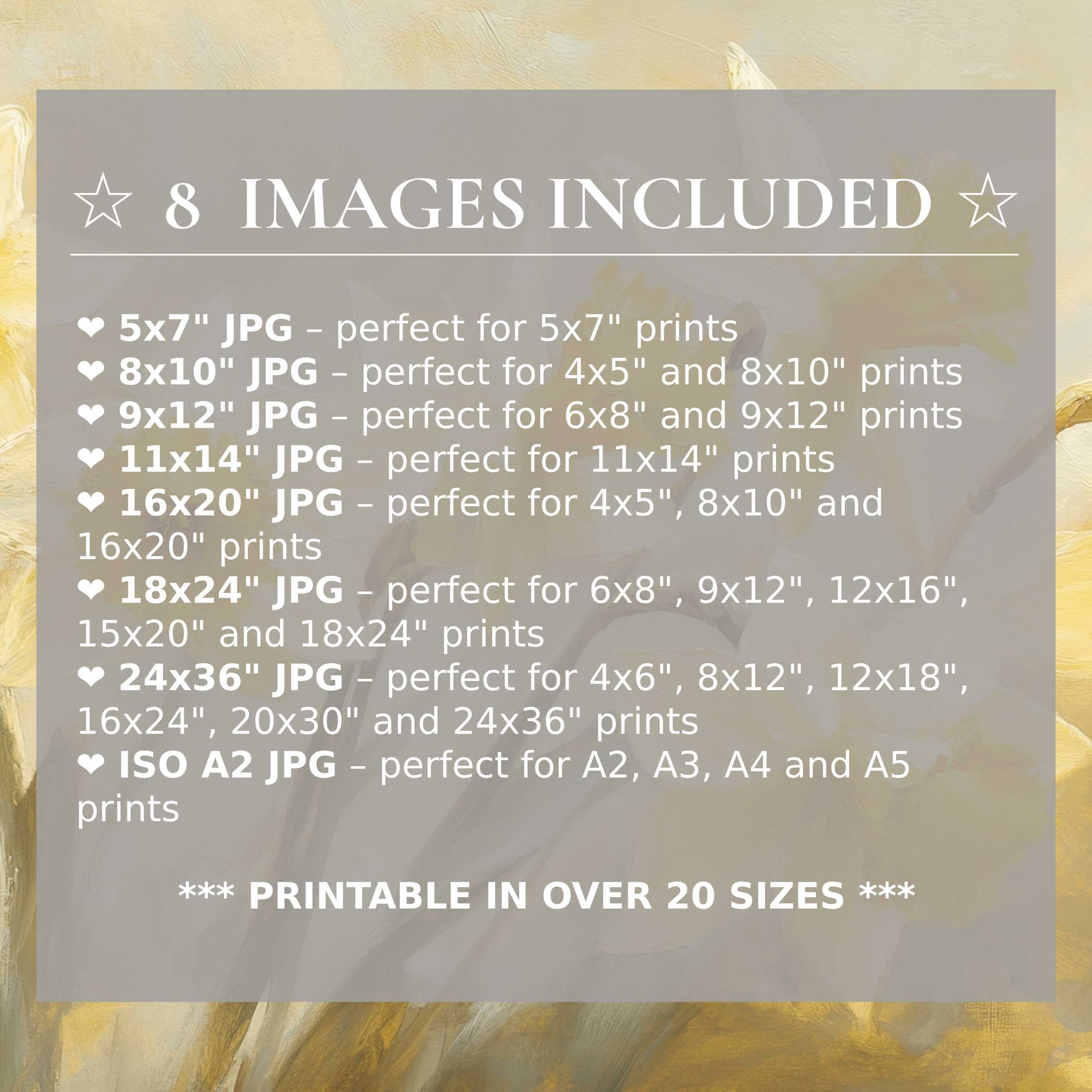 Radiant spring digital print in soft yellows and creams, elevating modern interiors with versatile elegance-includes 8 high-quality sizes