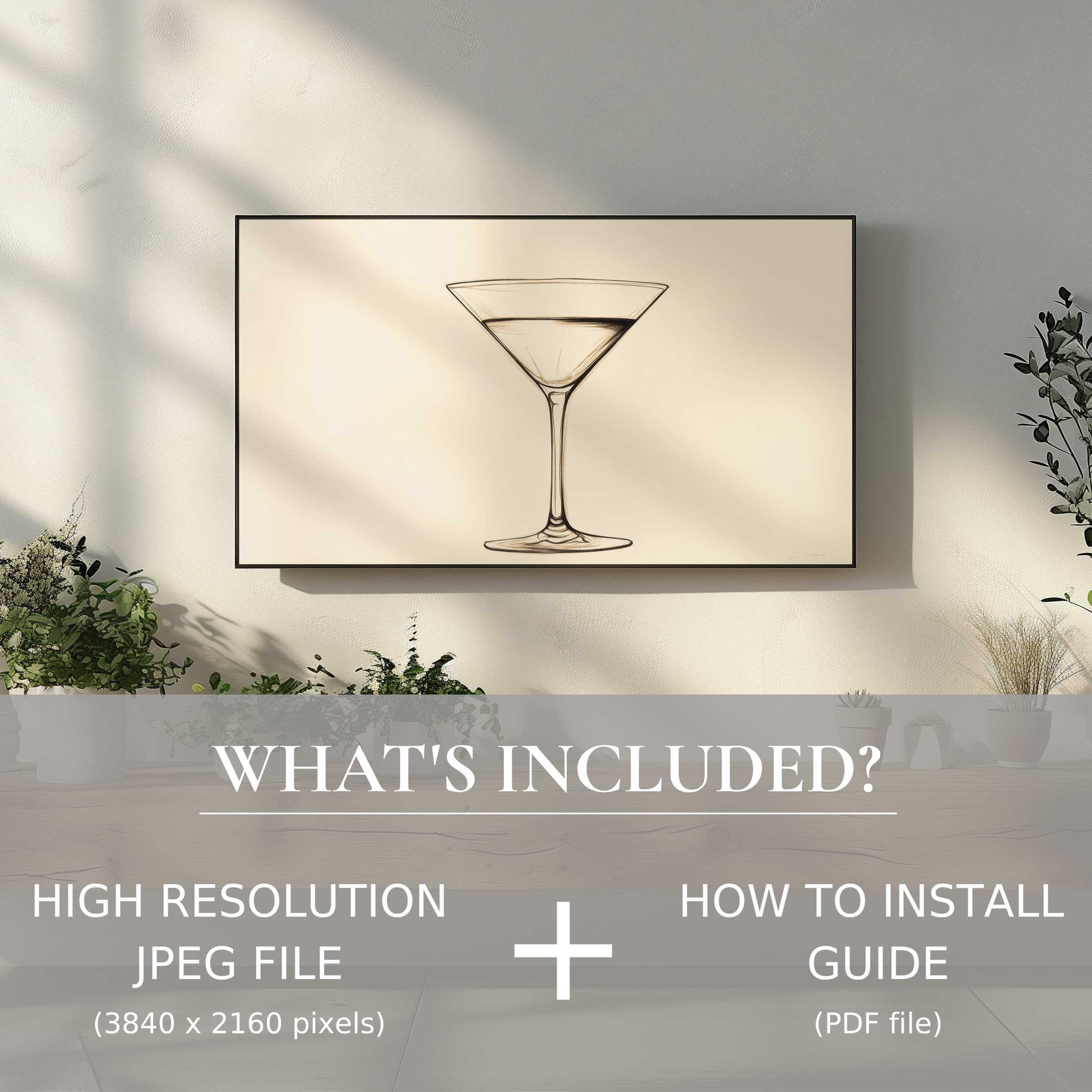 Minimalist digital TV art download of elegant glass sketch enhances modern living spaces with effortless digital installation