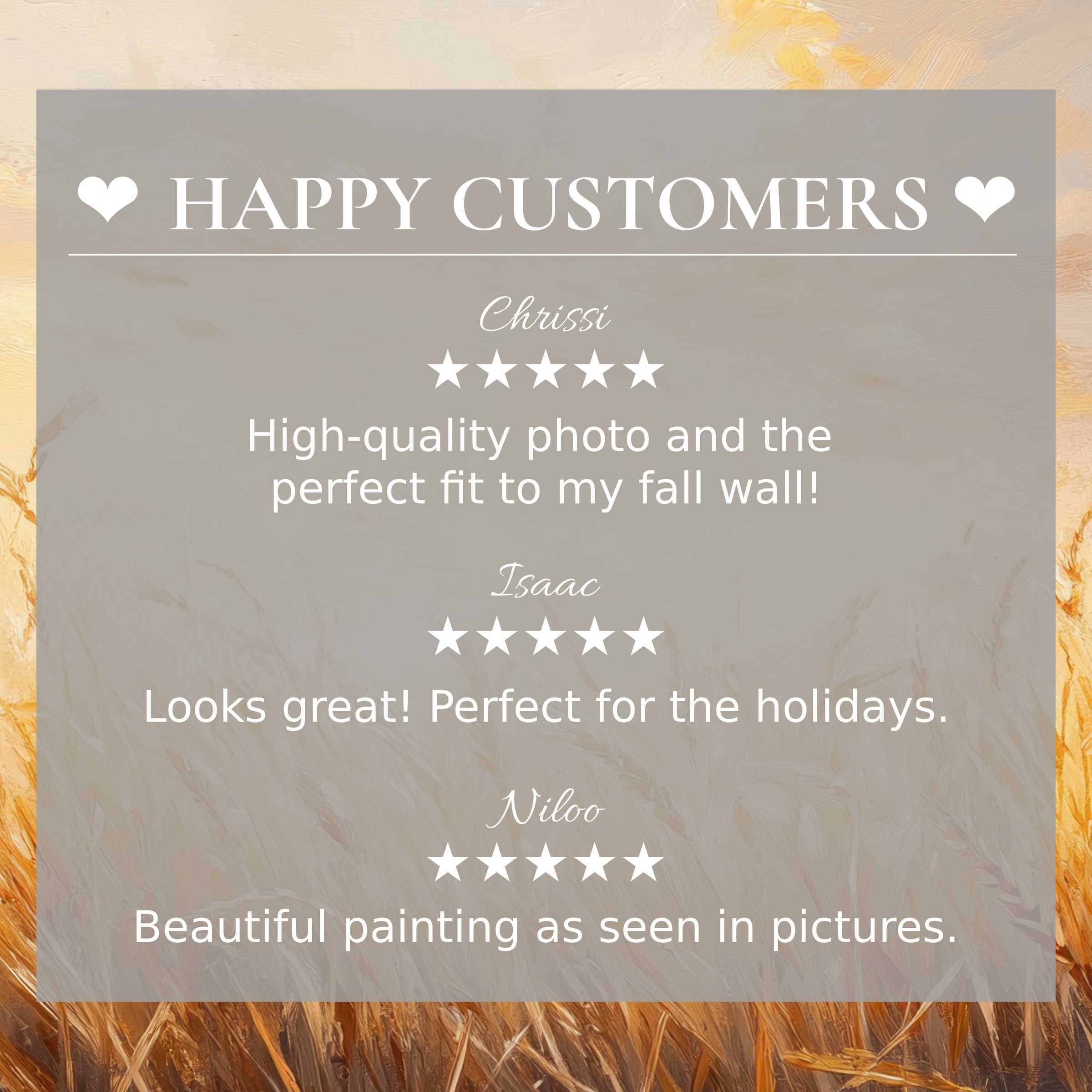 Vintage art for Frame TV with abstract sunset hues, highlighting happy customer reviews and elegant design trust