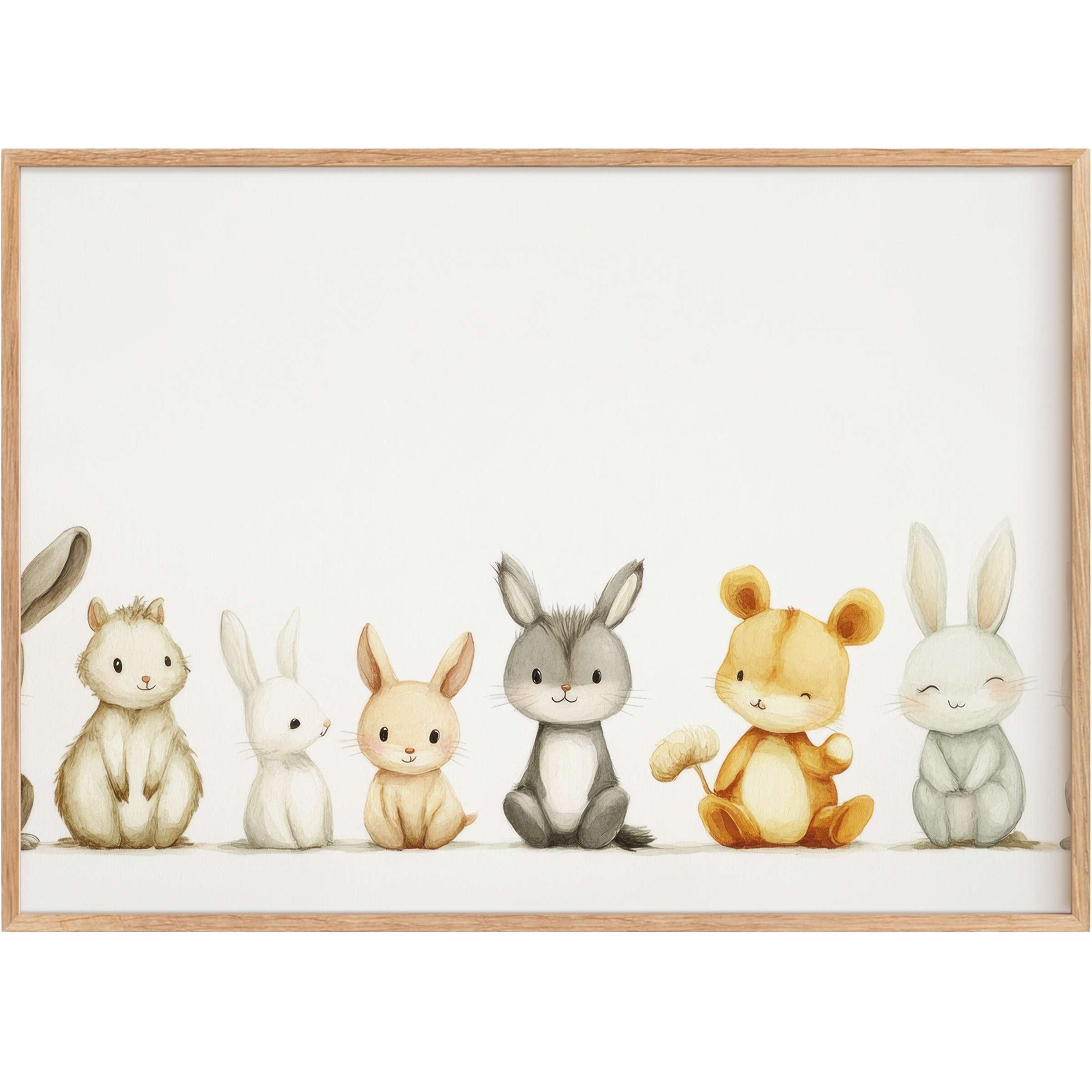 Charming nursery printable wall art featuring soft, neutral tones and gentle animal friends, evoking a warm, serene atmosphere