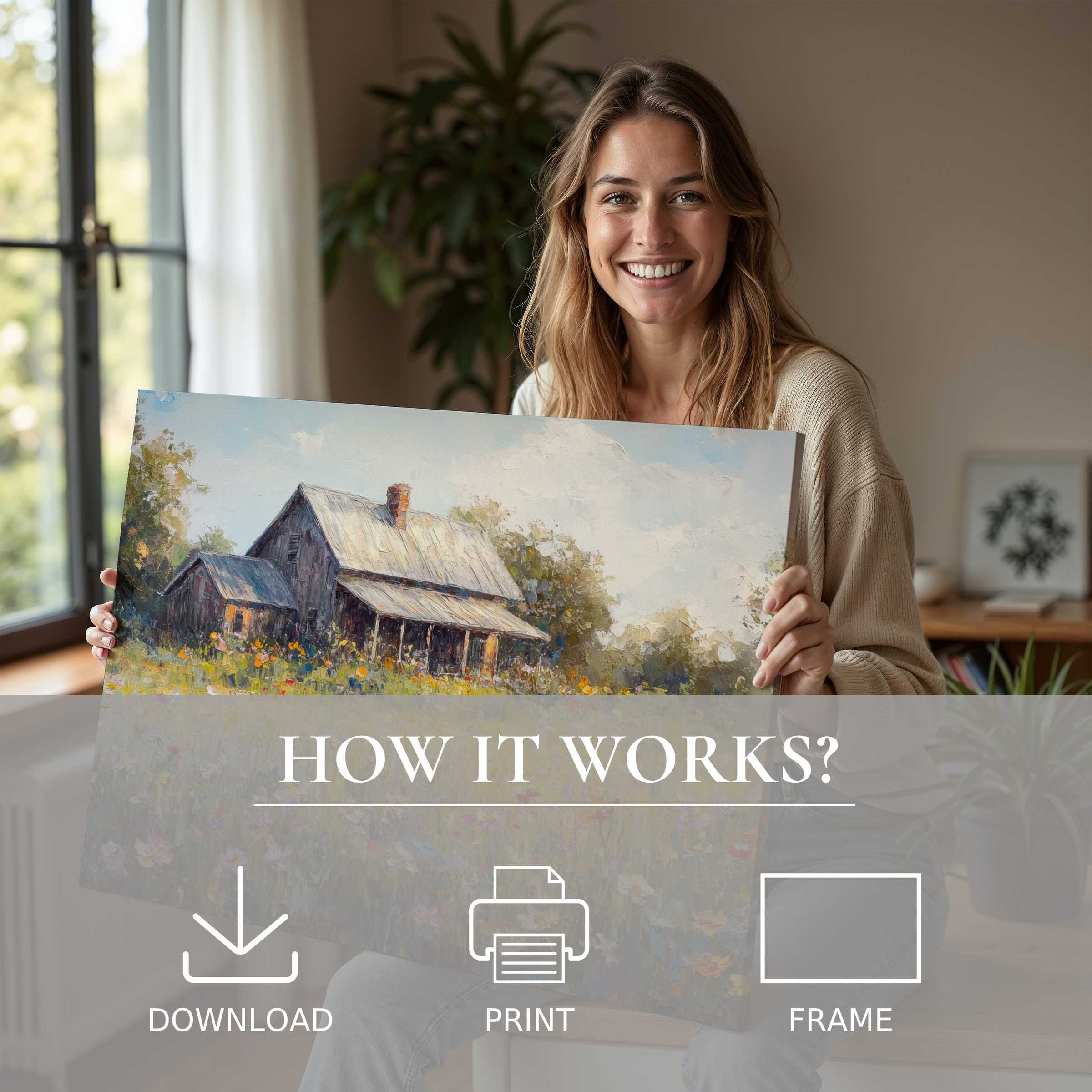 A radiant moment of joy in a stylish home, embracing the warmth of a vintage digital art print that inspires serene connection and effortless elegance