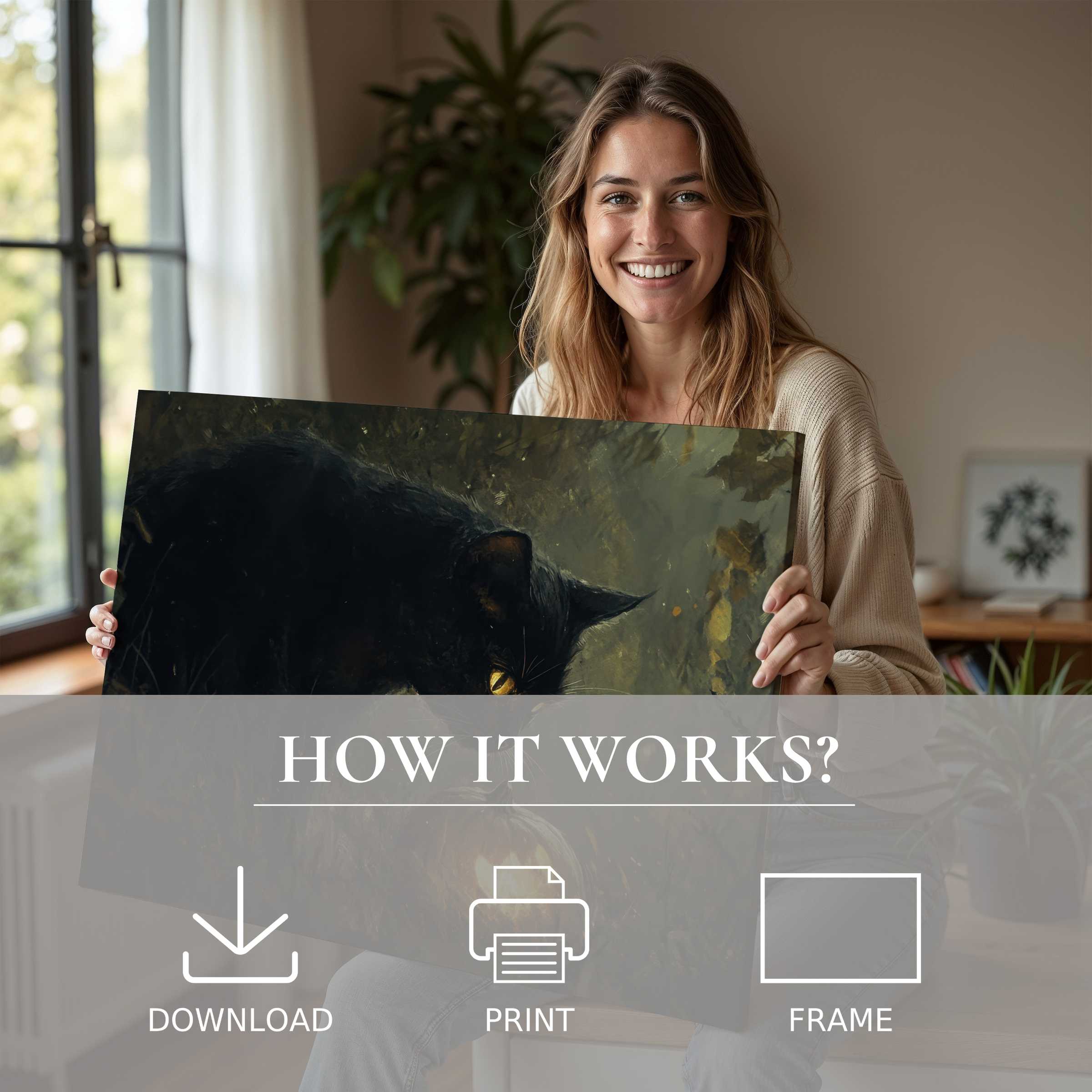 A serene moment in a stylish home where a halloween digital art print breathes warmth and quiet elegance into the space