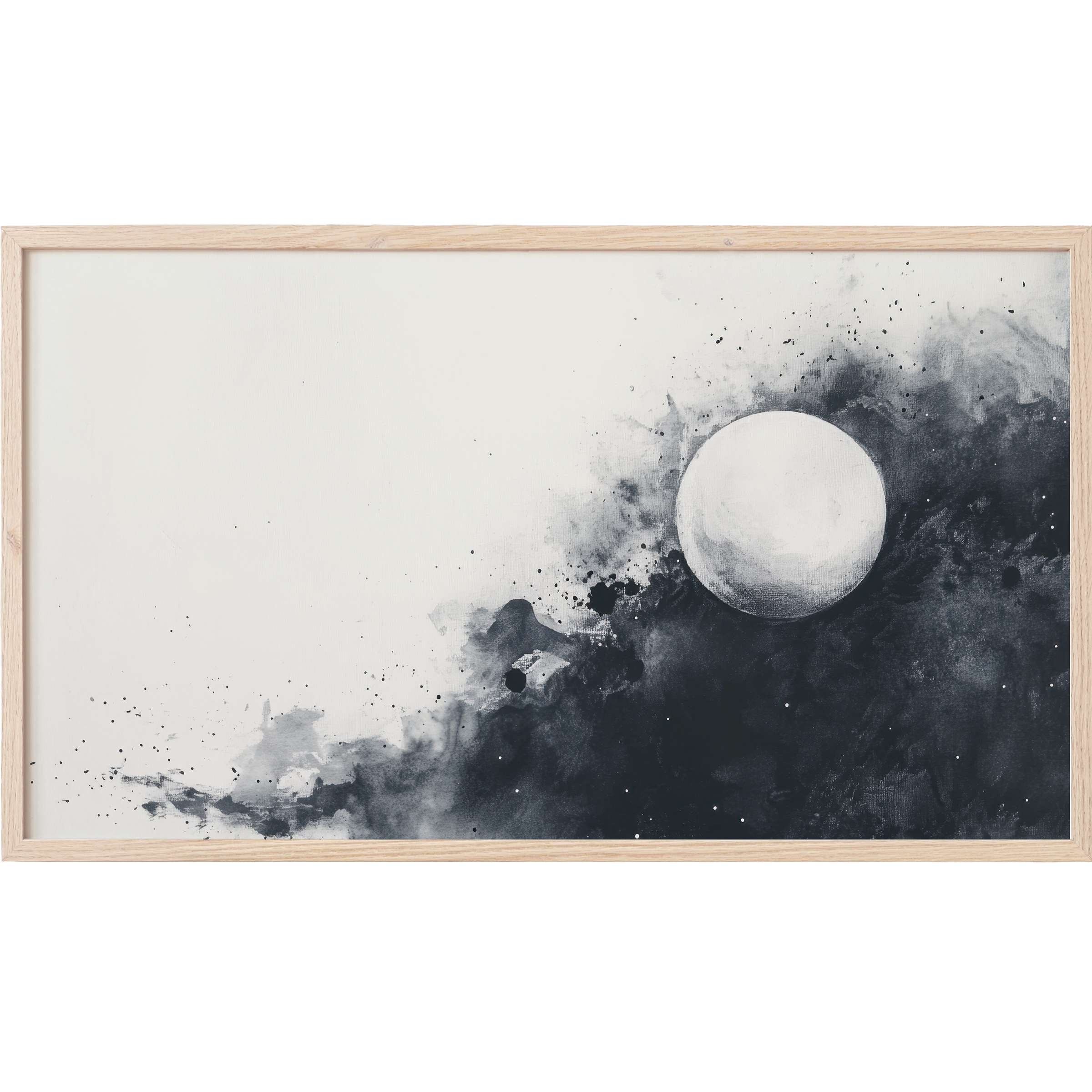 Abstract moonlit scene in monochrome brushstrokes, perfect black and white Frame TV Art for sleek interiors