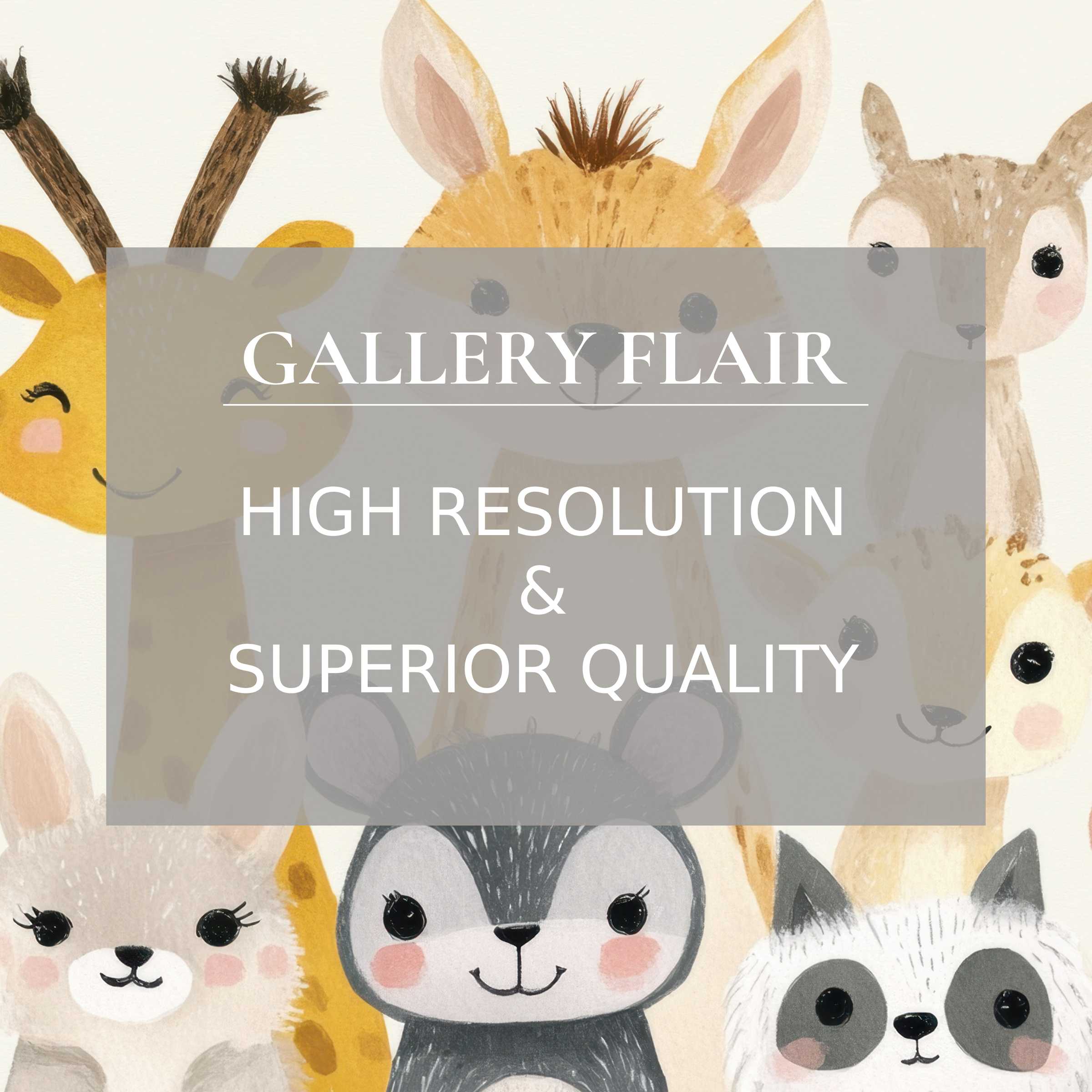 Whimsical nursery printable art featuring charming woodland animals in soft hues, enriching modern nurseries with serene, high-detail elegance