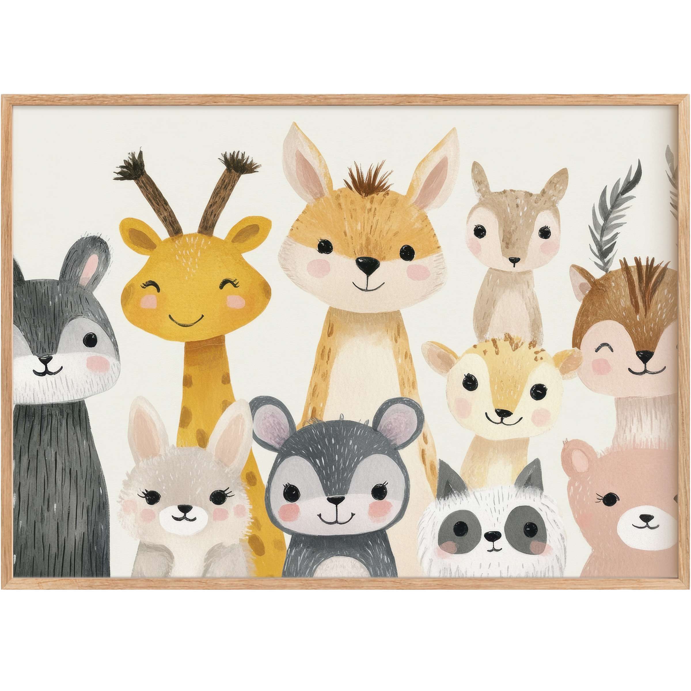 Charming nursery printable wall art featuring a warm palette of soft browns, yellows, and grays, creating a joyful, nurturing atmosphere