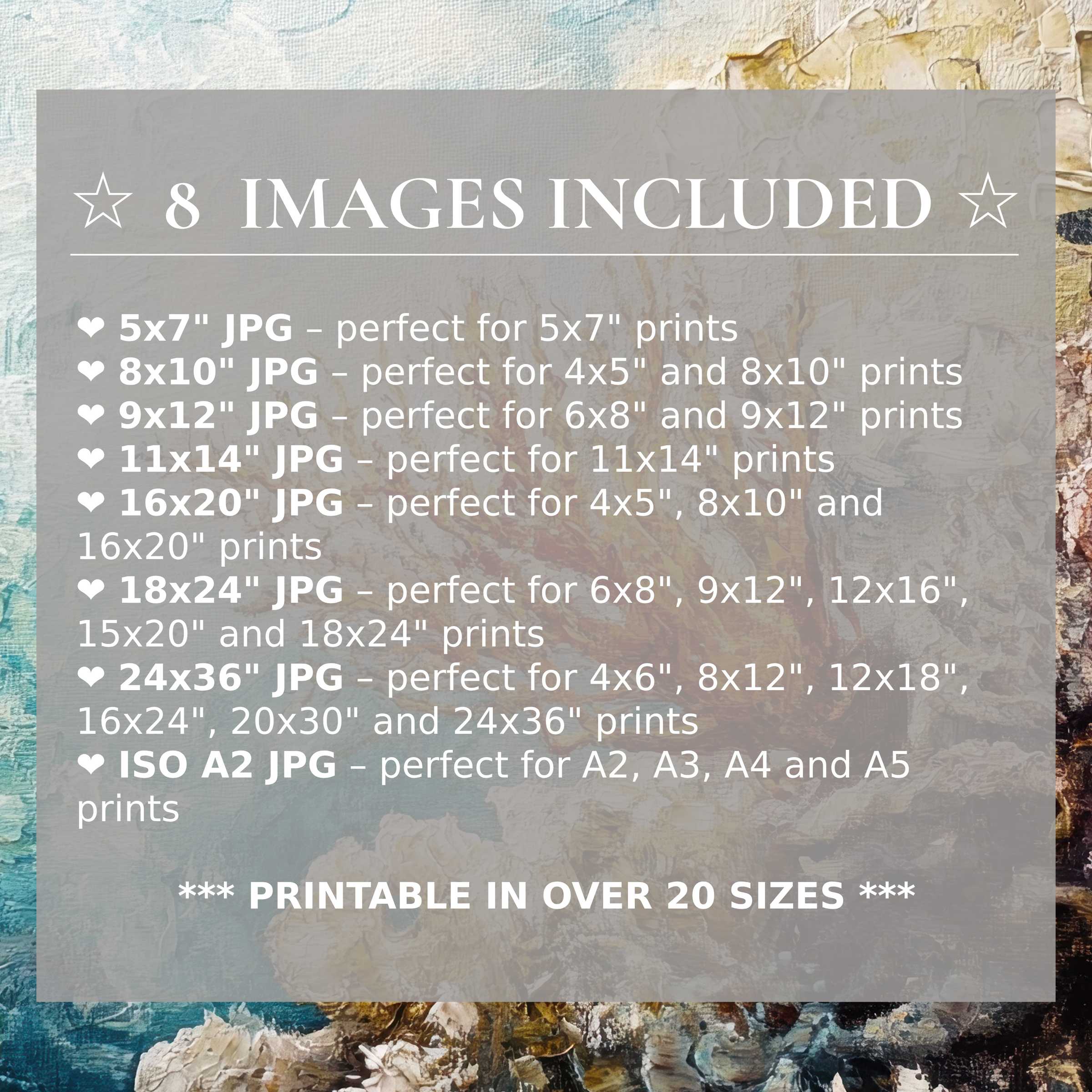 Coastal digital print in radiant blues and warm neutrals, delivered in 8 high-quality sizes to elevate modern interiors