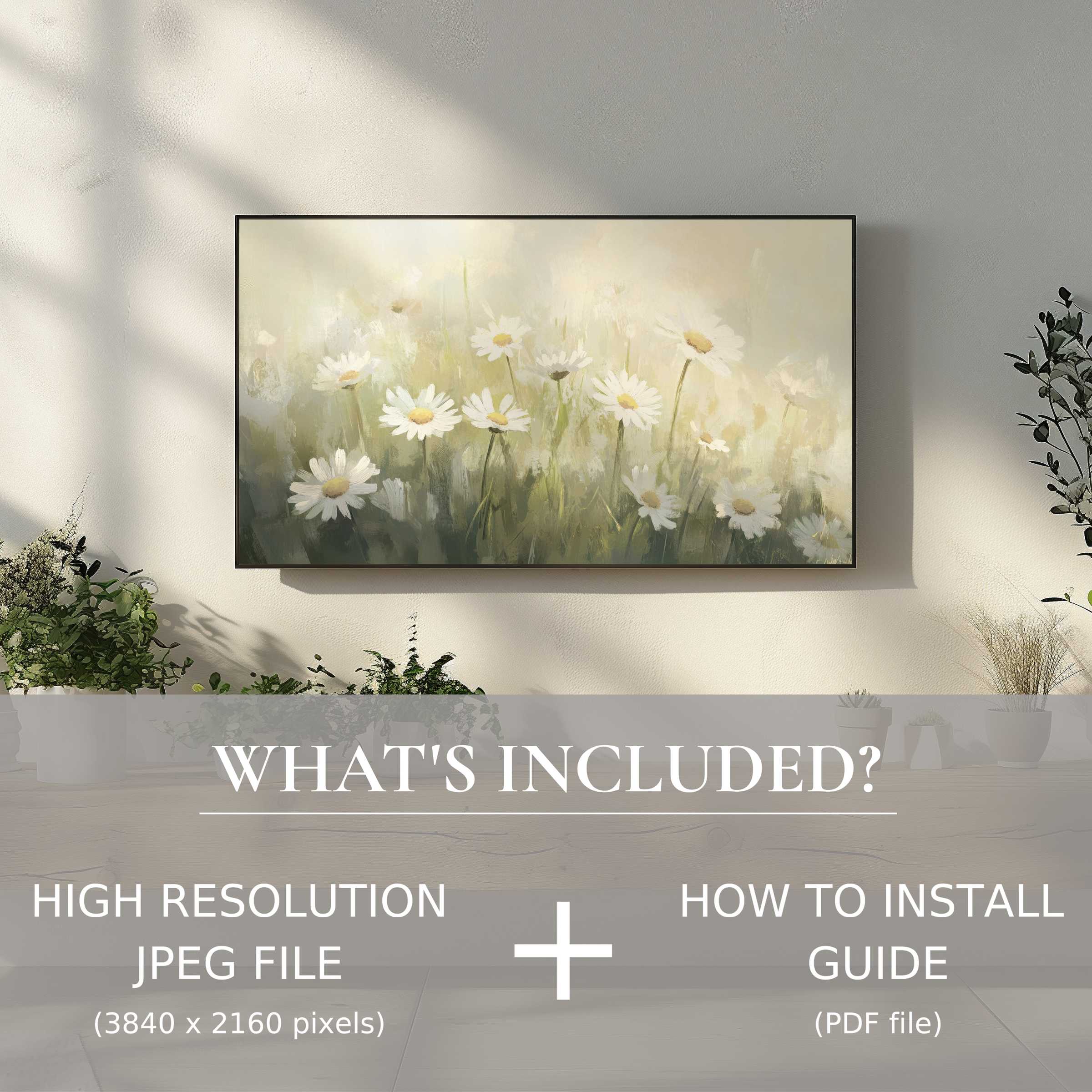 Elegant spring digital TV art download with easy use, enhancing your living space with soft floral beauty and light