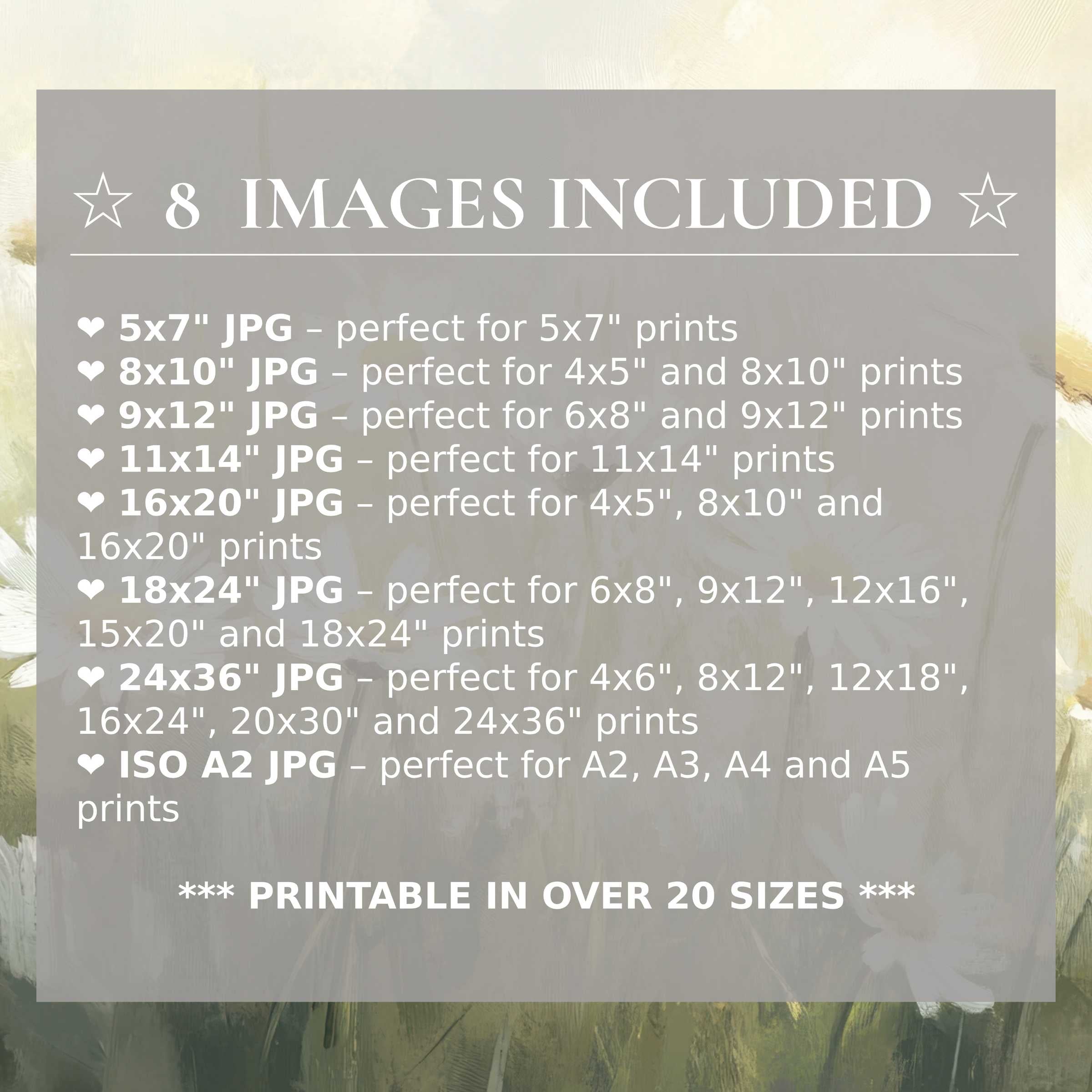 Radiant spring digital print in soft cream and lush green hues, elevating modern interiors with 8 high-quality sizes included