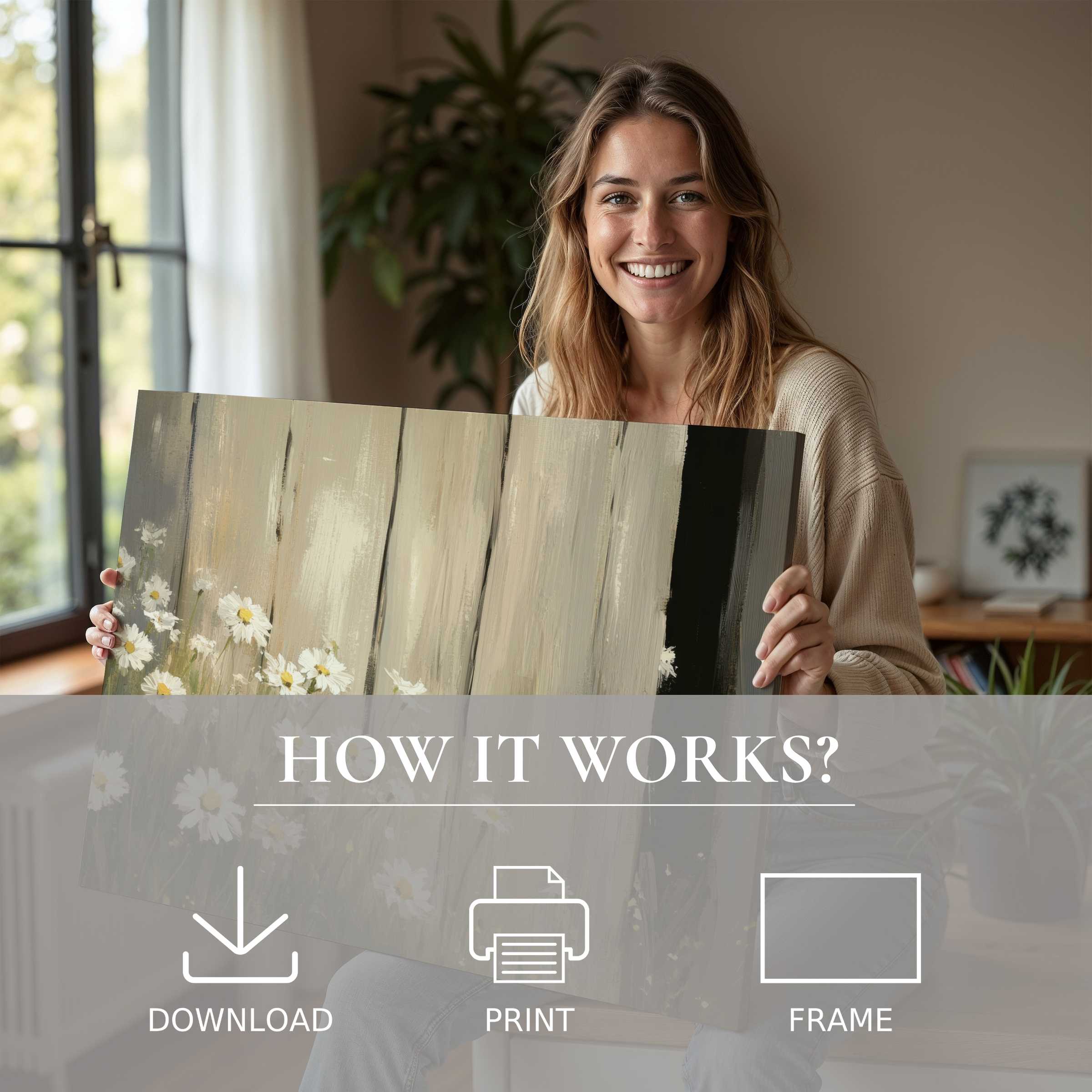 Contemporary farmhouse digital art print enriches modern living with serene warmth and effortless elegance, inspiring heartfelt connection