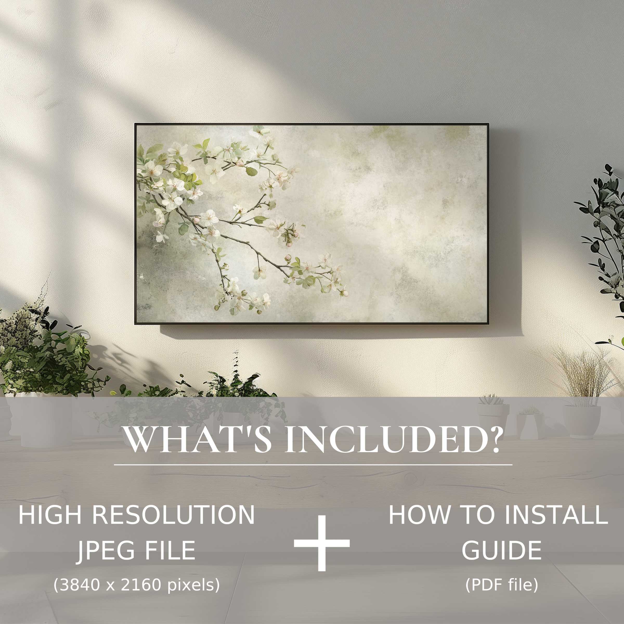 Elegant floral digital TV art download enhances modern living spaces with easy digital use and serene botanical beauty