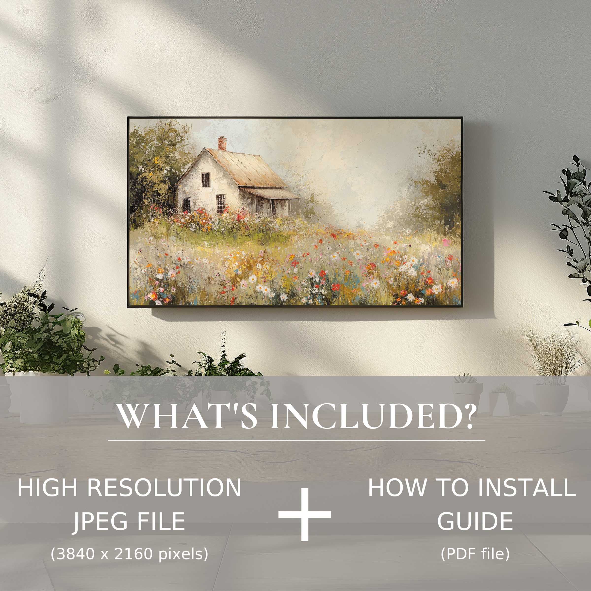 Elegant vintage digital TV art download enhances serene spaces with easy-to-use high-res files and installation guide