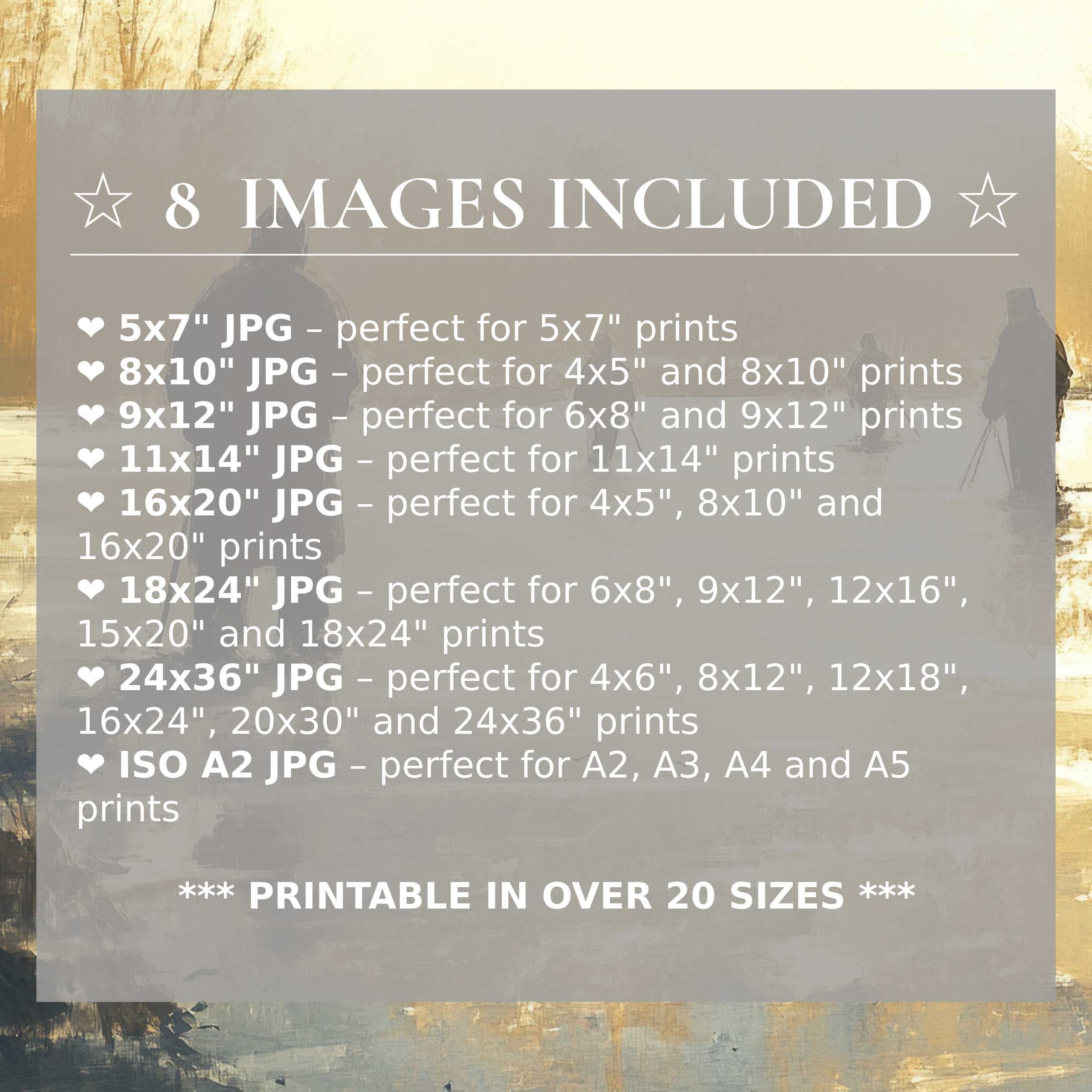 Winter digital print with radiant gold and calming blue tones, offered in 8 high-quality sizes to elevate modern interiors with versatile style