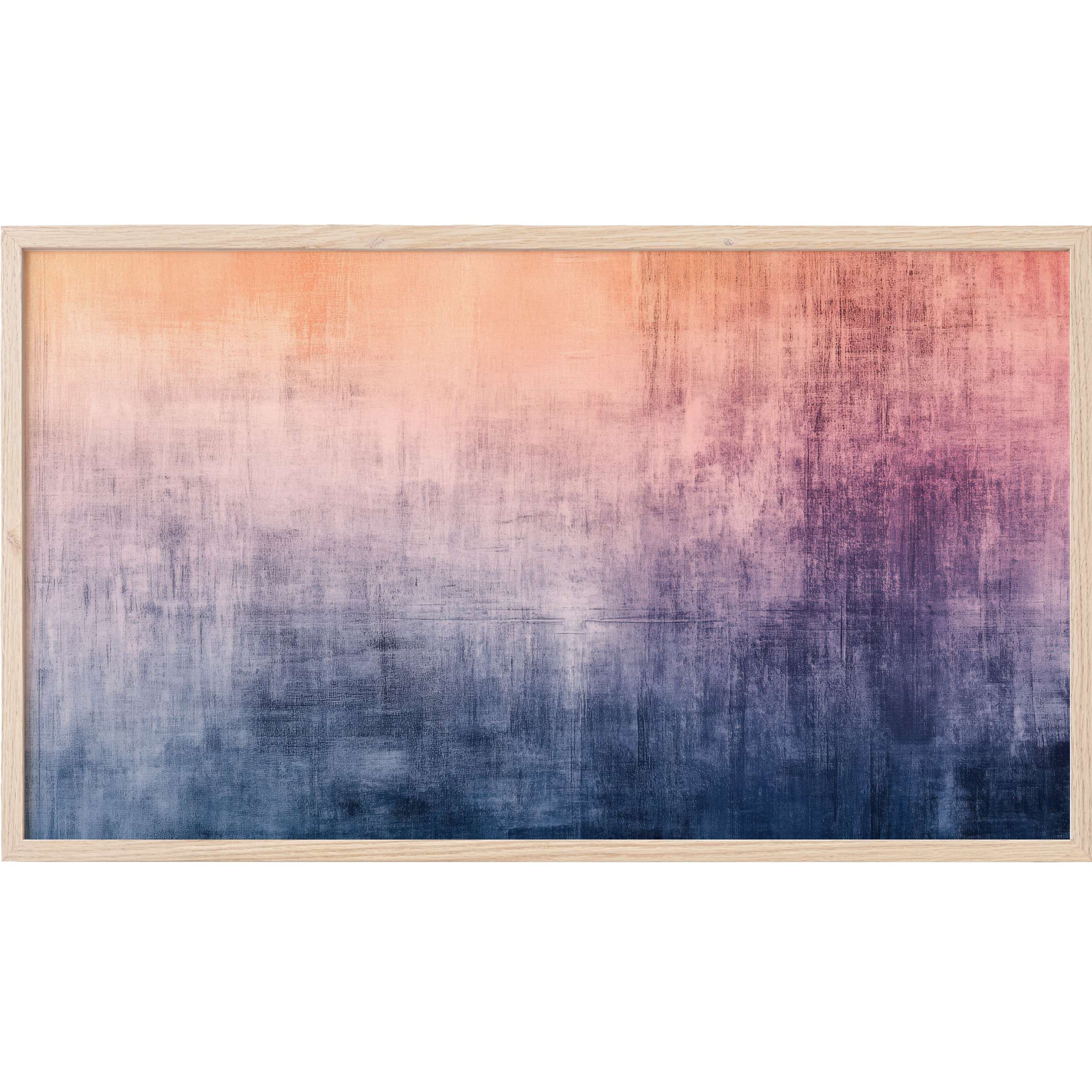 Modern Frame TV Art with a soft gradient blending peach, pink, and deep blue in an elegant textured abstraction