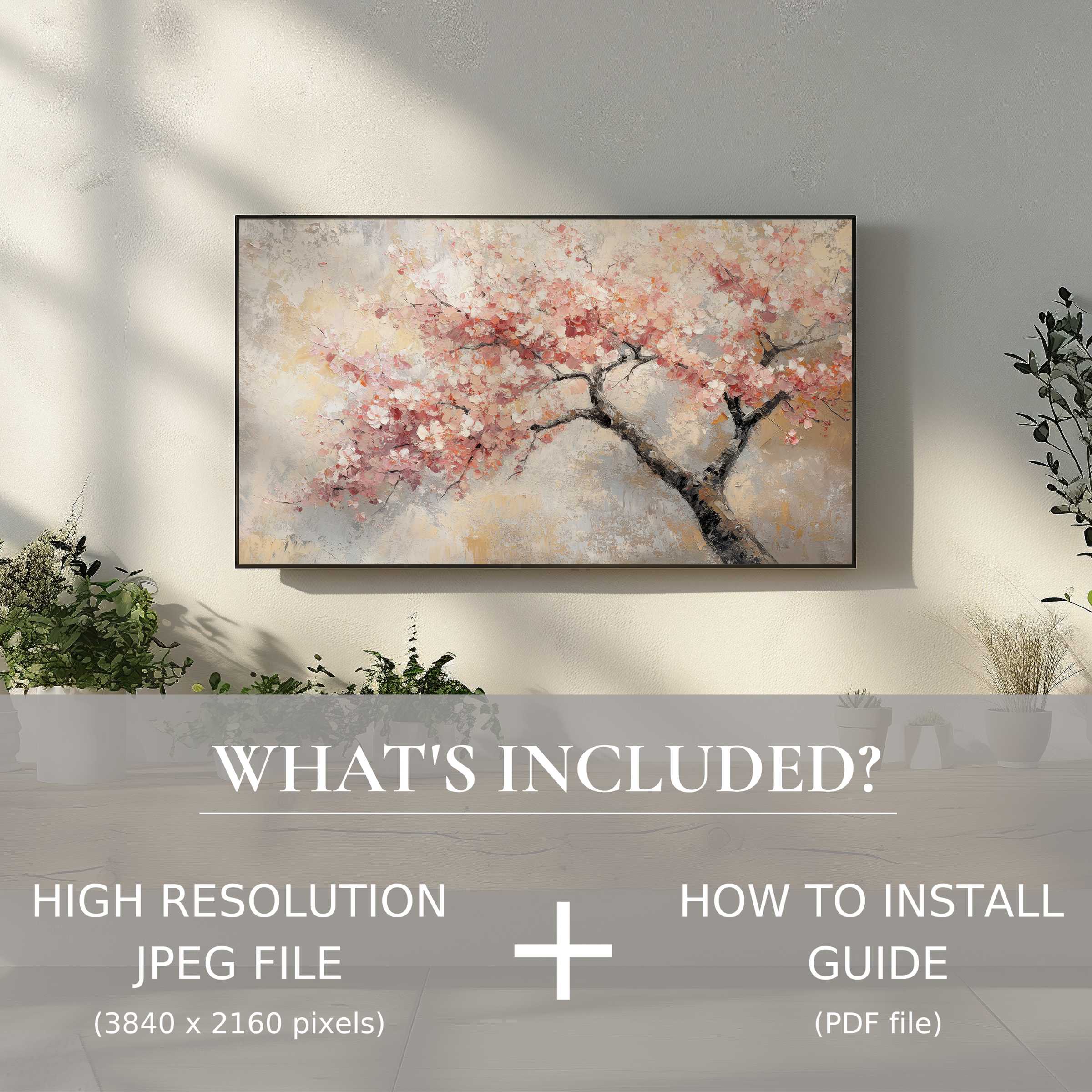 Elegant tree digital TV art download with easy digital use, beautifully enhancing modern living spaces with serene charm