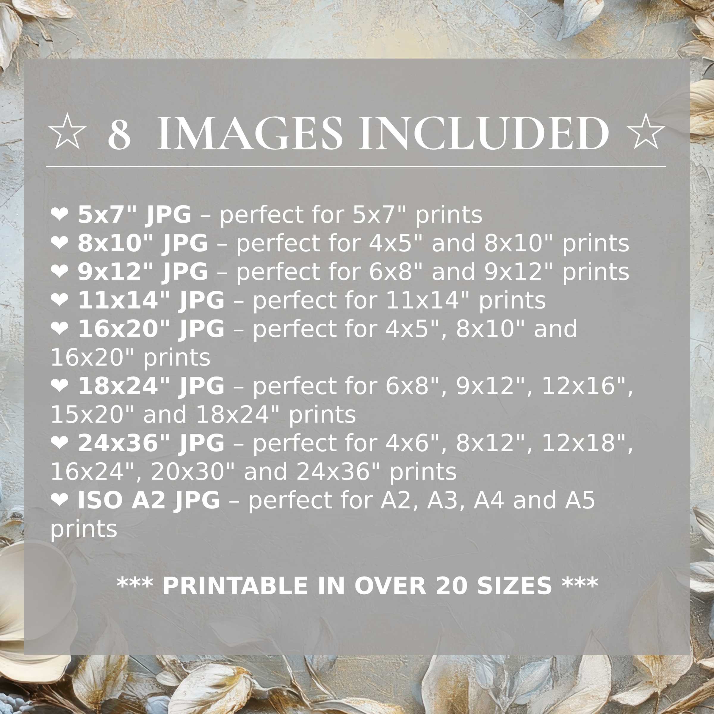 Radiant floral digital print in soft cream and muted gold tones, offered in 8 high-quality sizes to elevate modern interiors with timeless elegance and versatile style