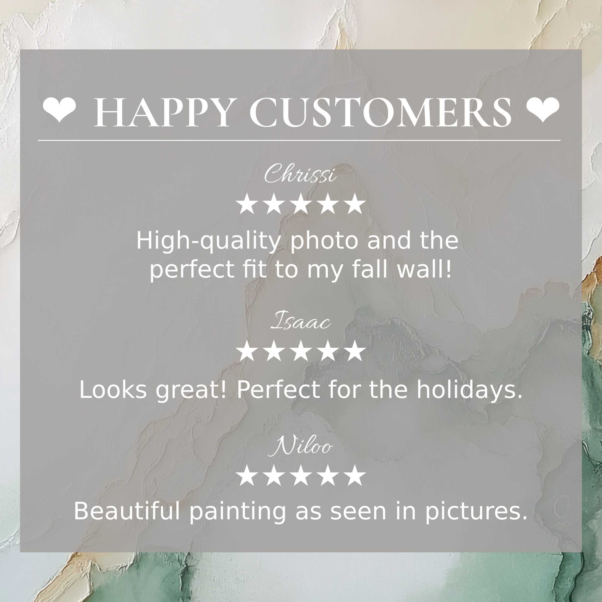 Neutral art for Frame TV with textured pastel greens and creams; happy customer reviews build trust and elegance