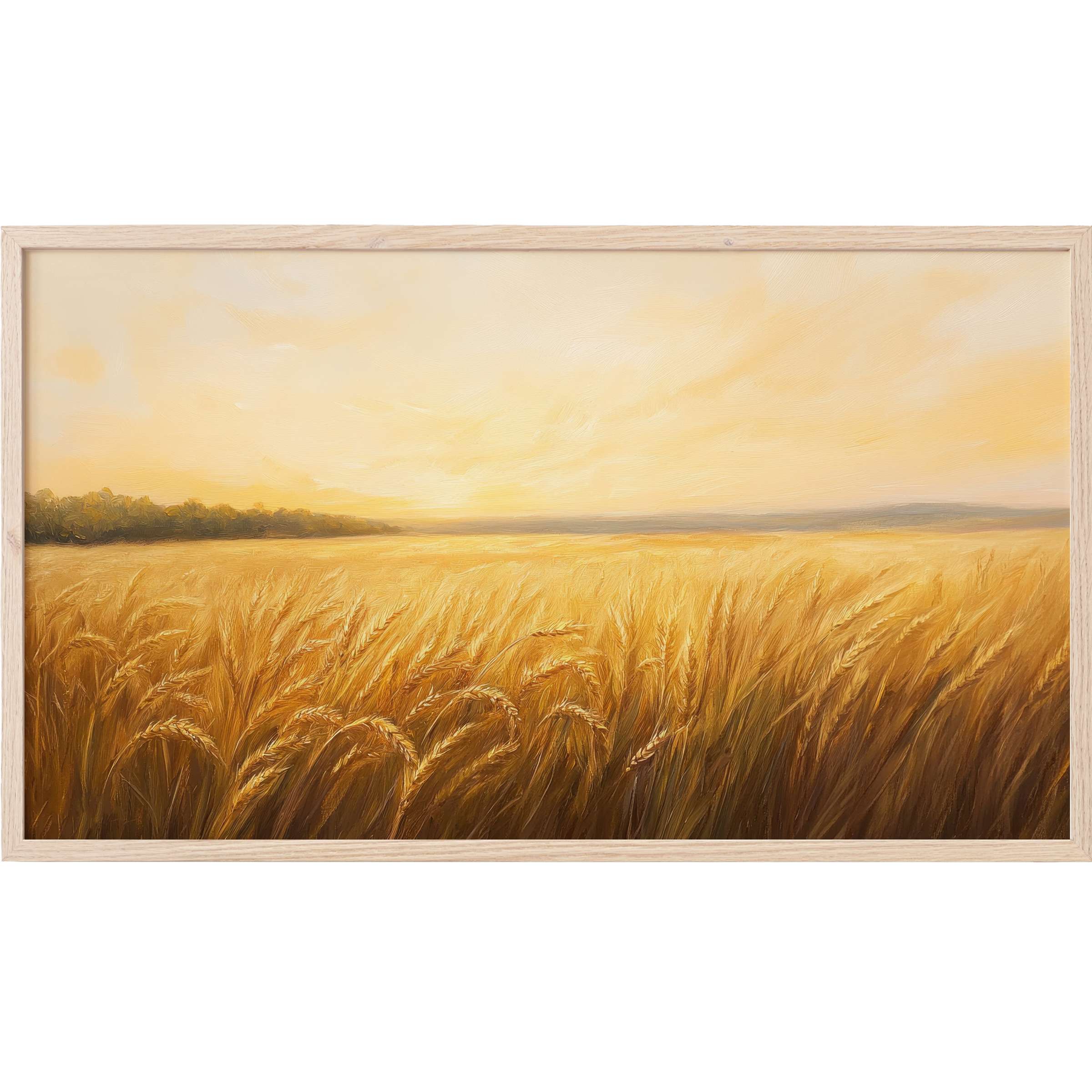 Golden wheat field at sunset with warm amber hues and soft brushstrokes, perfect summer Frame TV Art