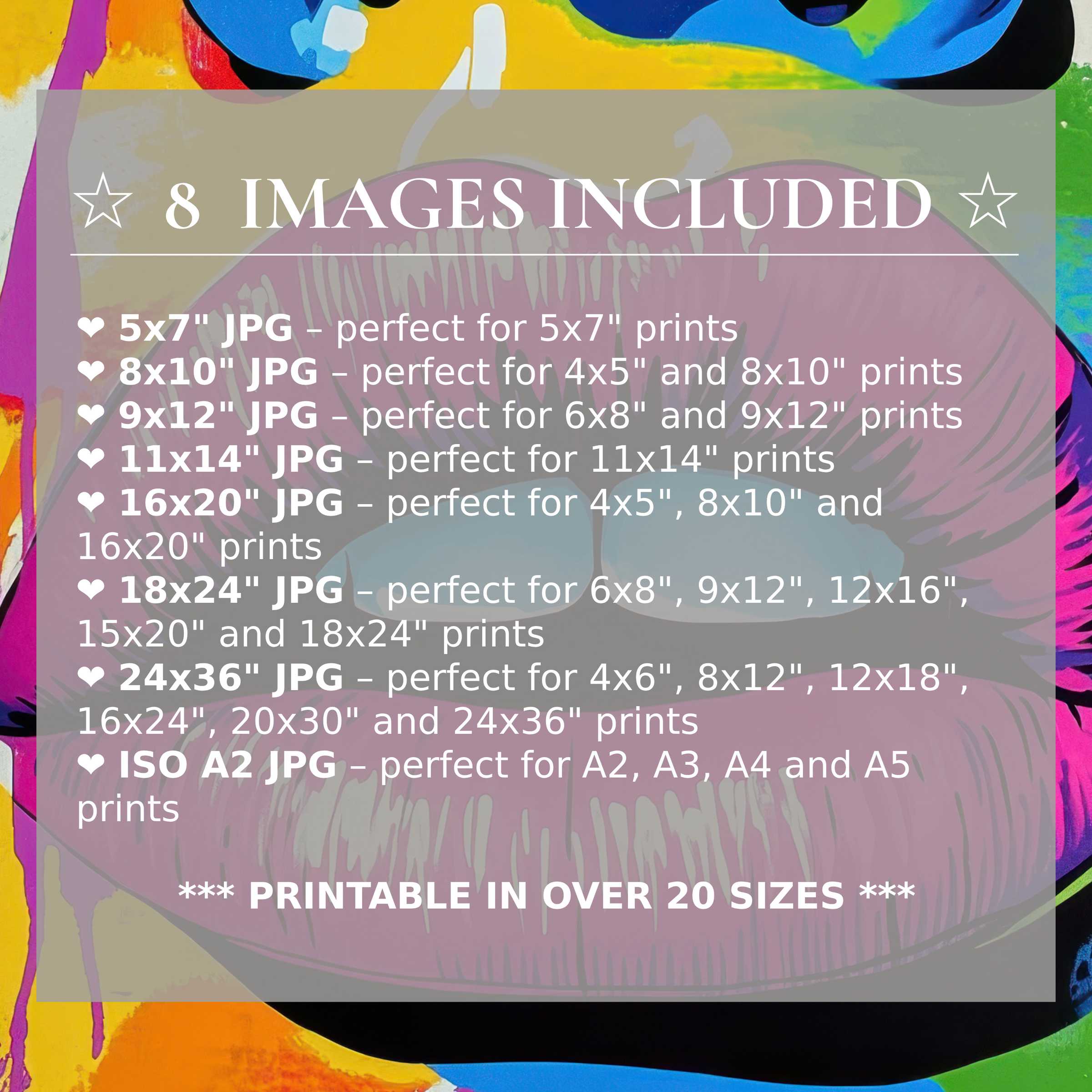 Vibrant pop art digital print in radiant pink, blue, and yellow hues, elevating modern interiors with style-includes 8 high-quality sizes
