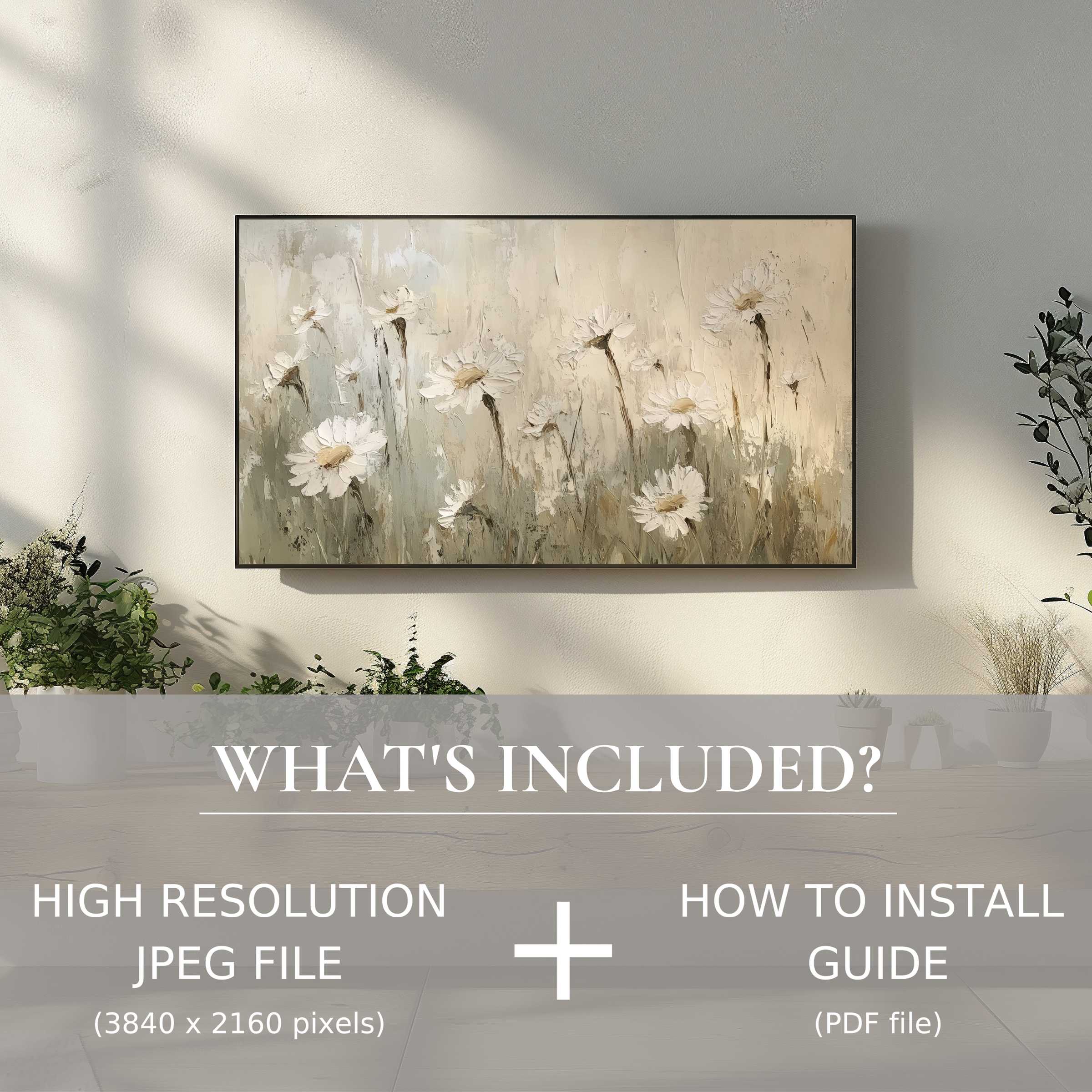 Elegant vintage digital TV art download with easy digital use, enhancing your living space with timeless floral charm