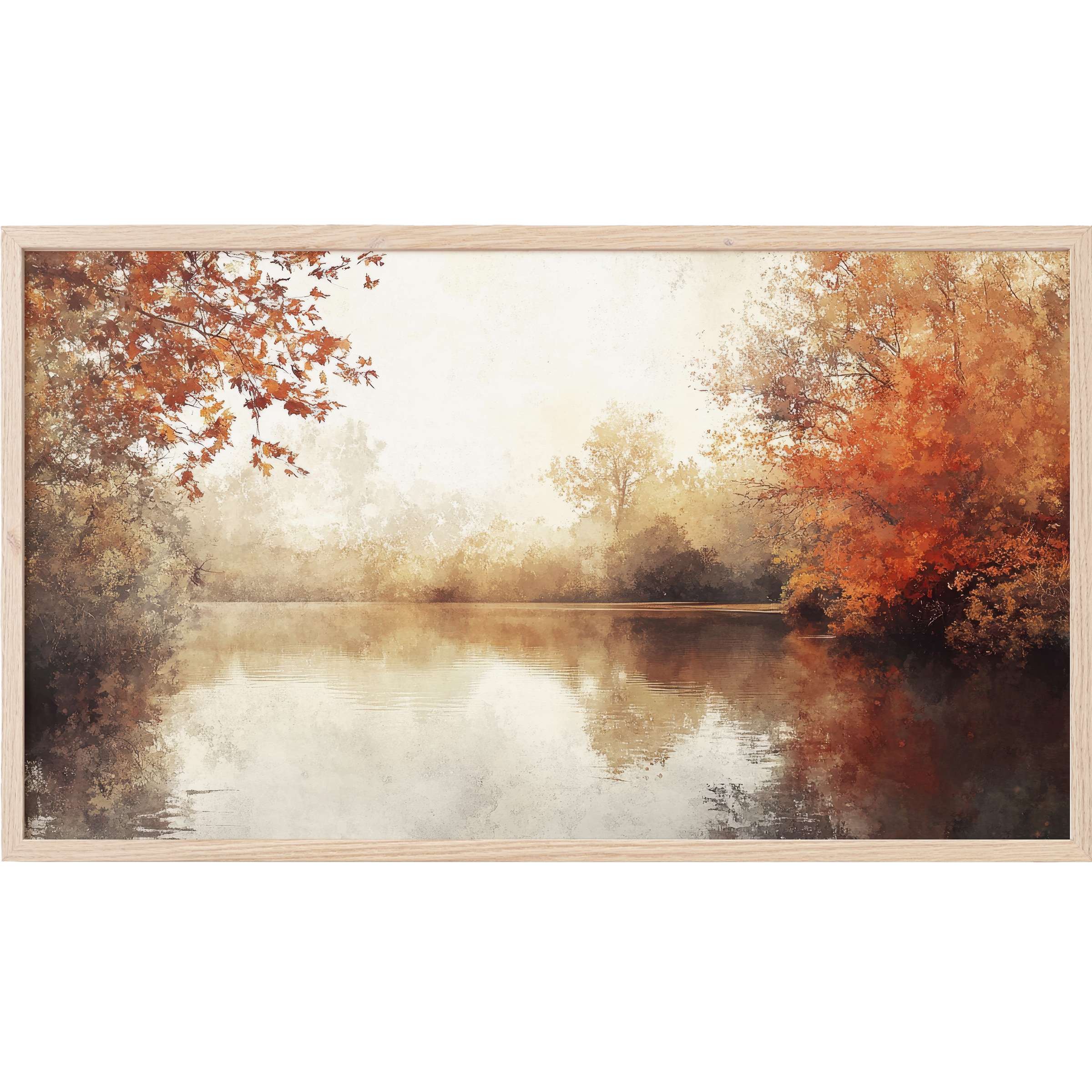 Fall Frame TV Art: serene autumn landscape with warm orange, brown, and beige tones in a soft, painterly style