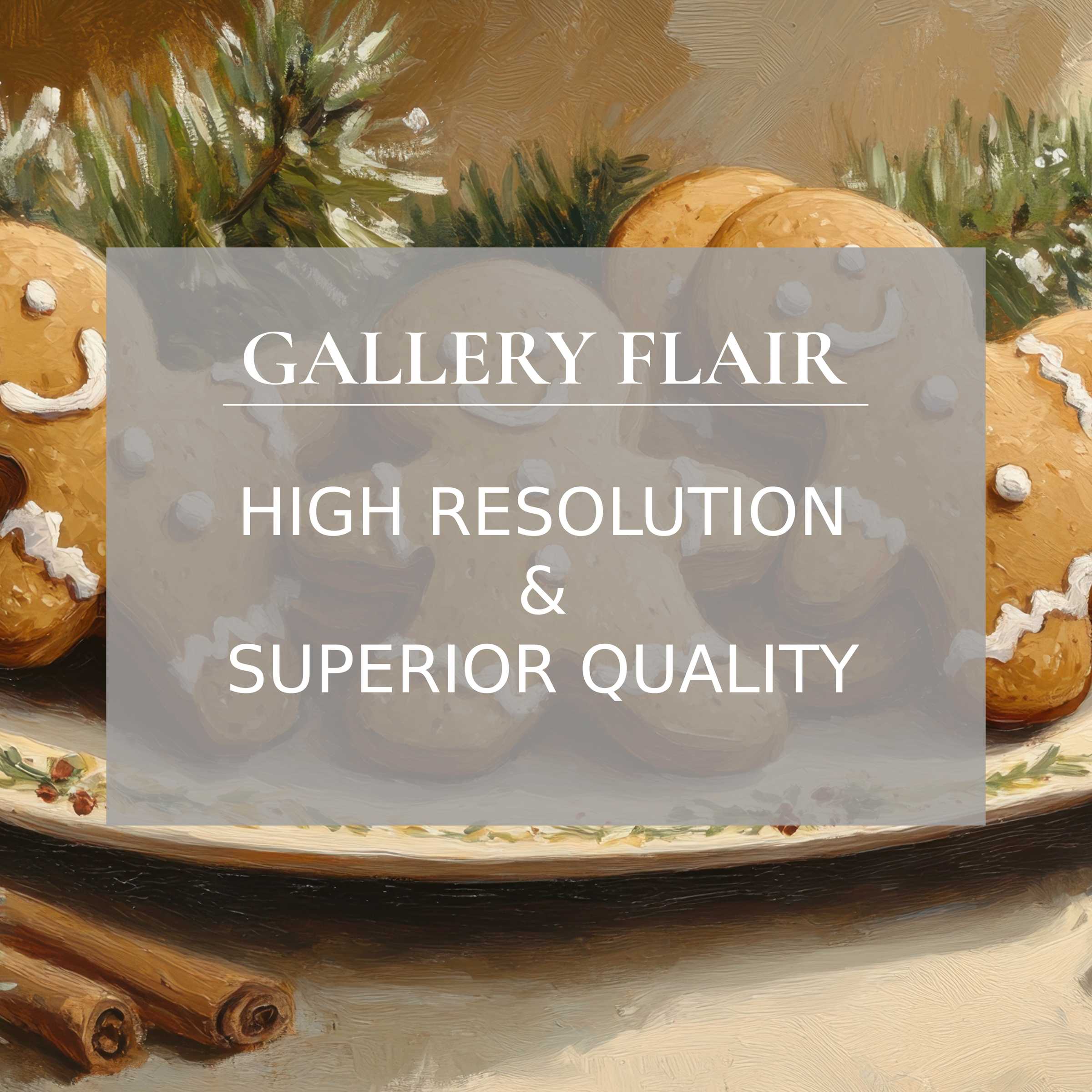 Christmas printable art featuring joyful gingerbread cookies in a warm, inviting scene with exquisite, painterly detail, perfect for elevating modern festive decor