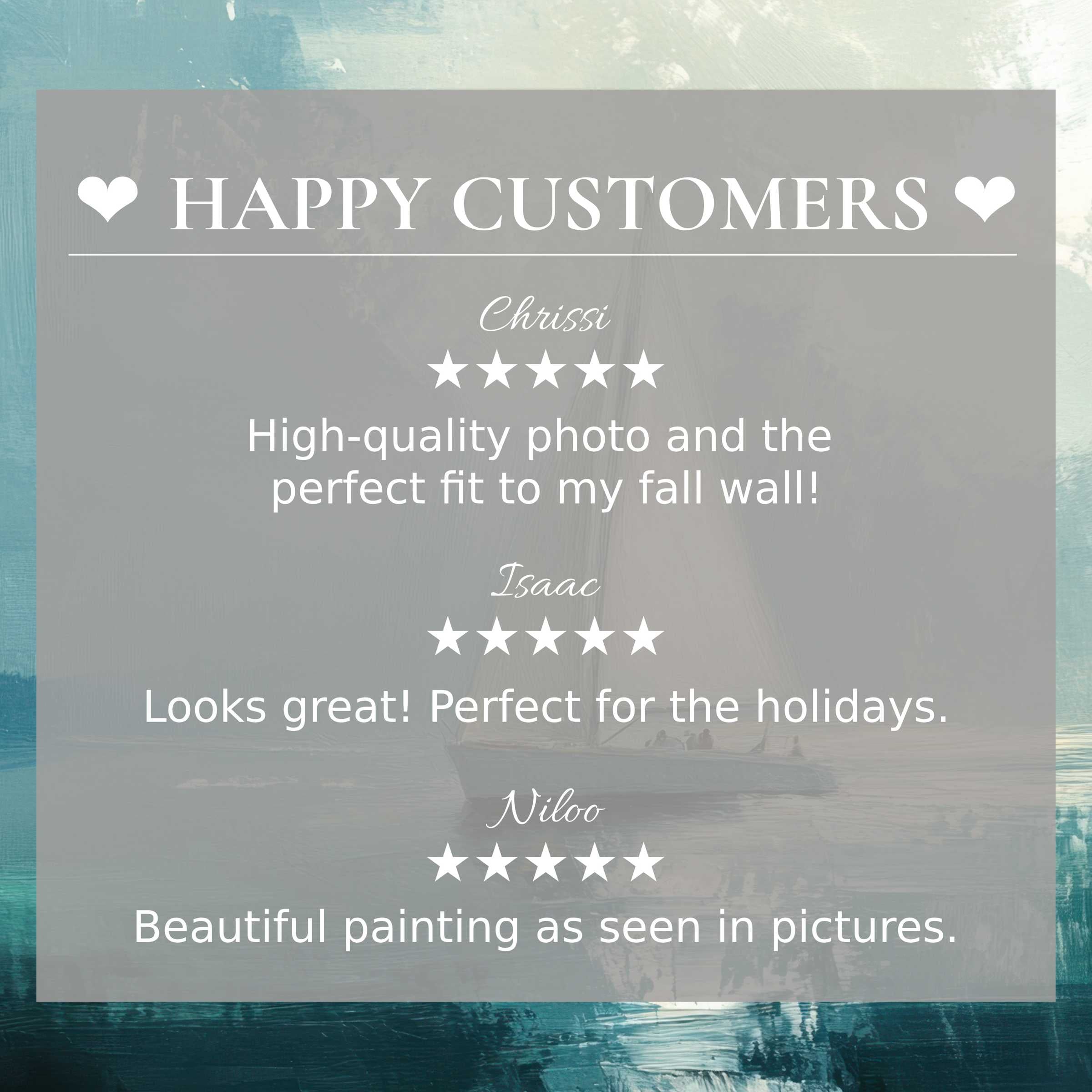 Summer art for Frame TV with abstract sunset hues, showcasing happy customer reviews to inspire trust and elegance