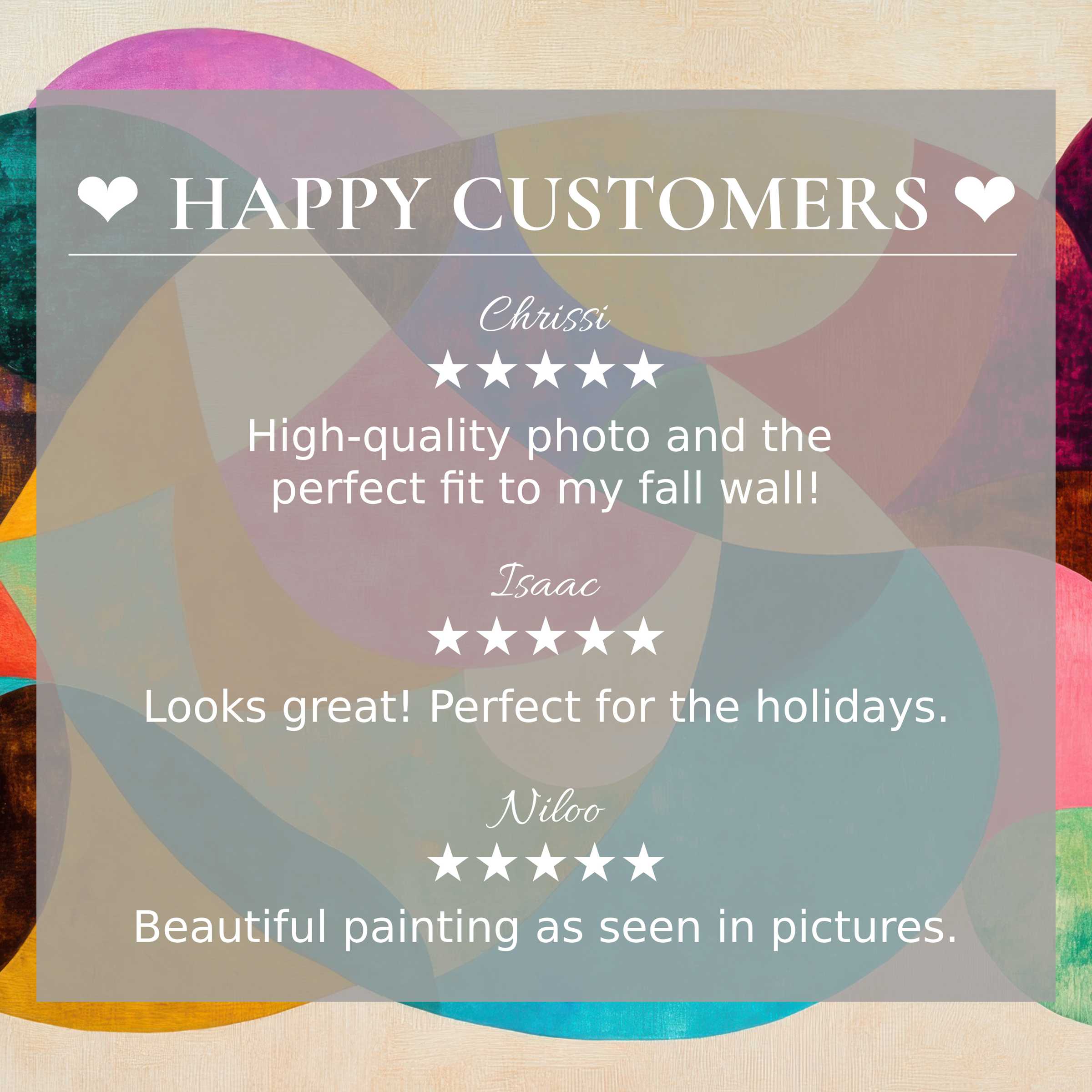 Abstract art for Frame TV, warm sunset hues background, showcasing elegant design and happy customer reviews