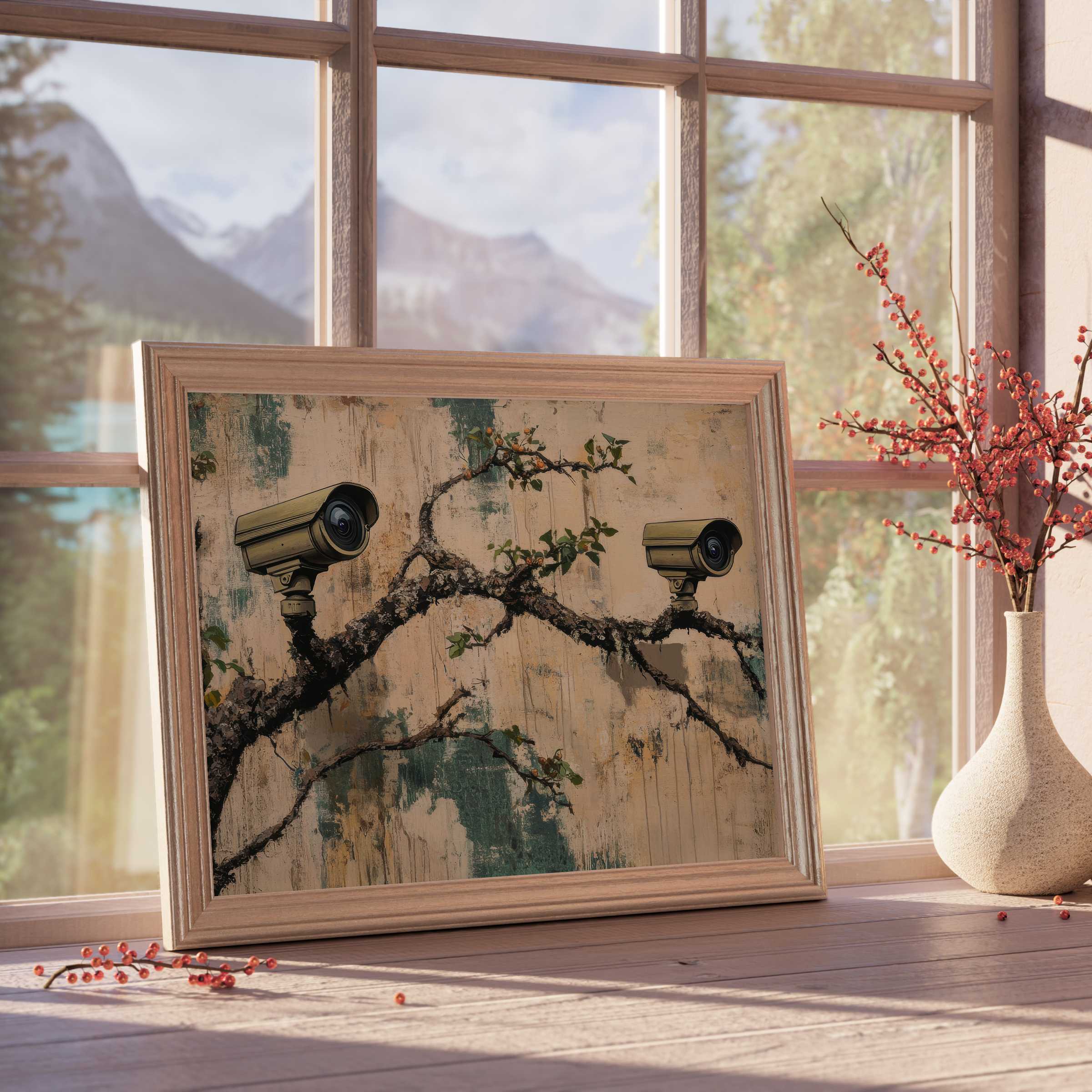 Street art downloadable art blending nature and urban edge, elevating curated interiors with bold, tranquil sophistication