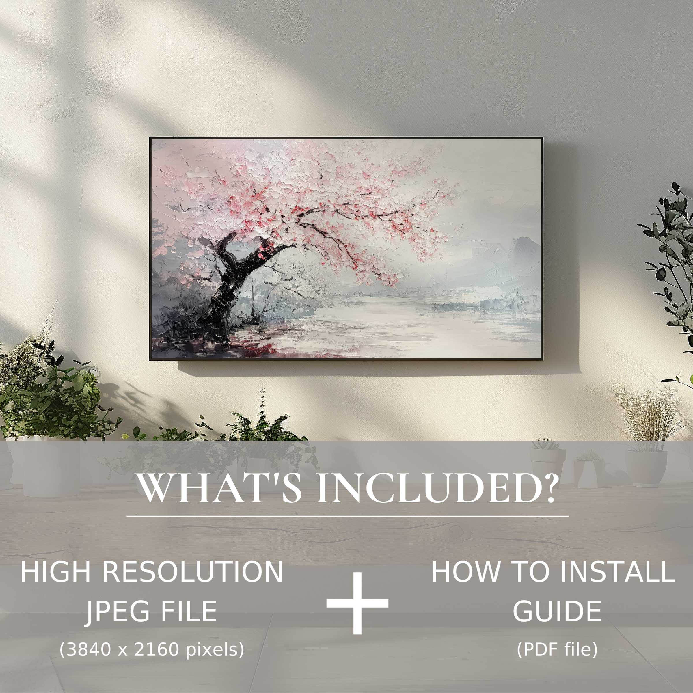 Elegant tree digital TV art download enhancing modern living spaces with easy digital use and high-res JPEG format