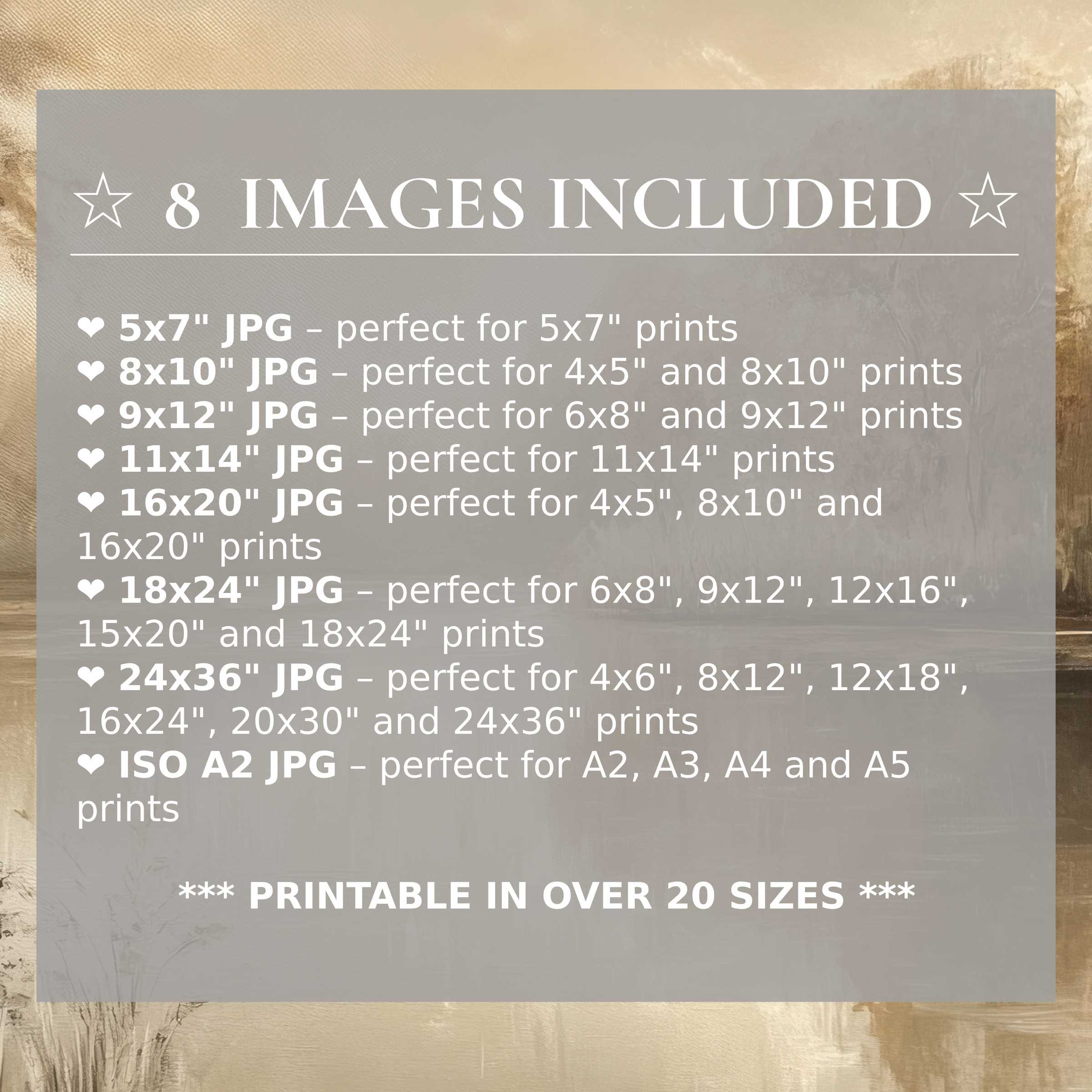 Radiant landscape digital print in warm neutral tones enhances modern interiors with calming elegance, includes 8 high-quality sizes