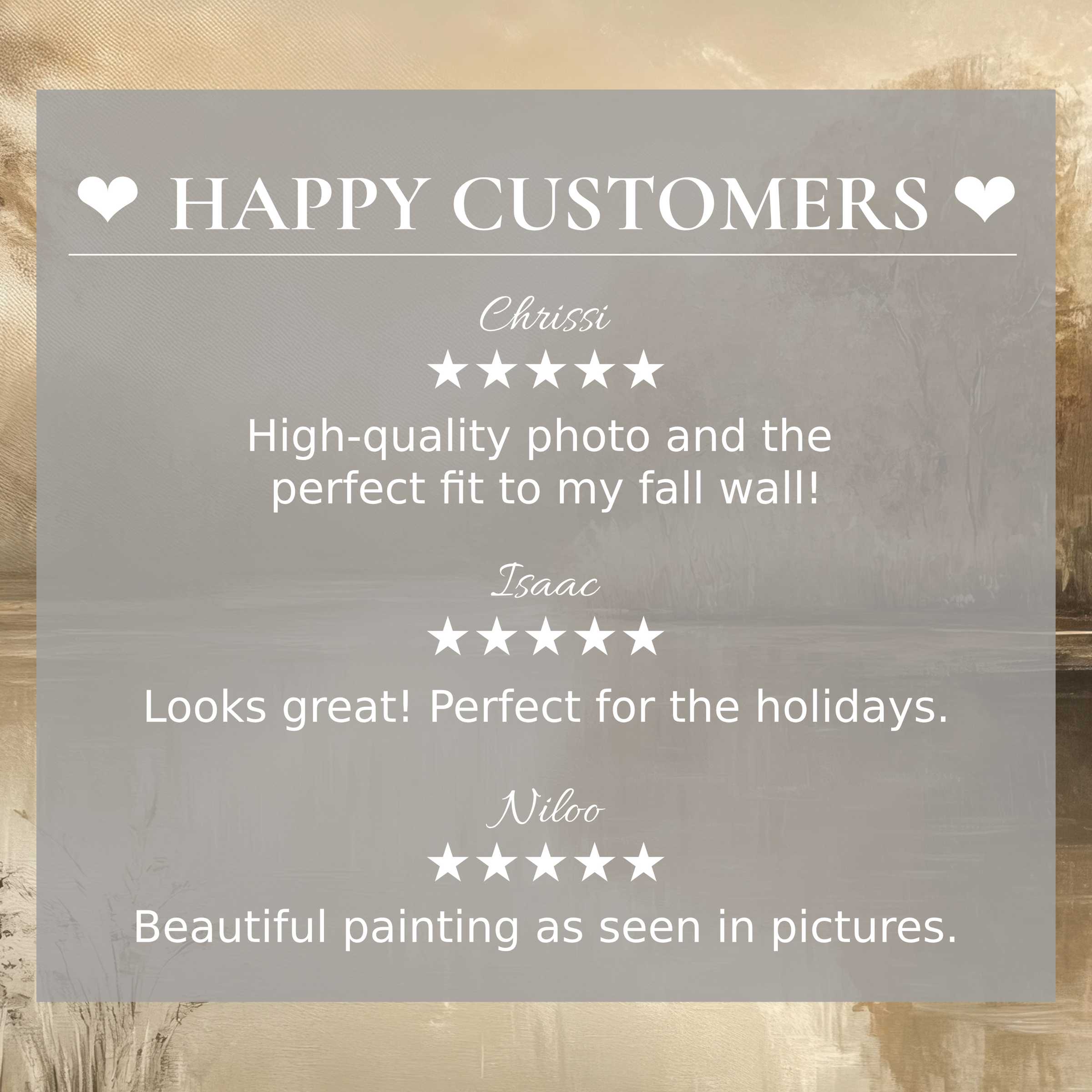Refined landscape art for Frame TV with abstract sunset tones, trusted by happy customers through elegant reviews
