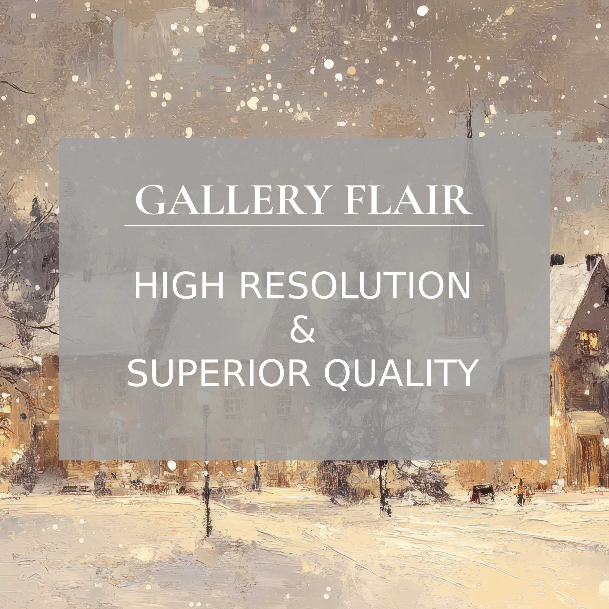 Snow-dusted village aglow with warm lights, a calming Christmas printable art that elevates modern interiors with rich, textured detail