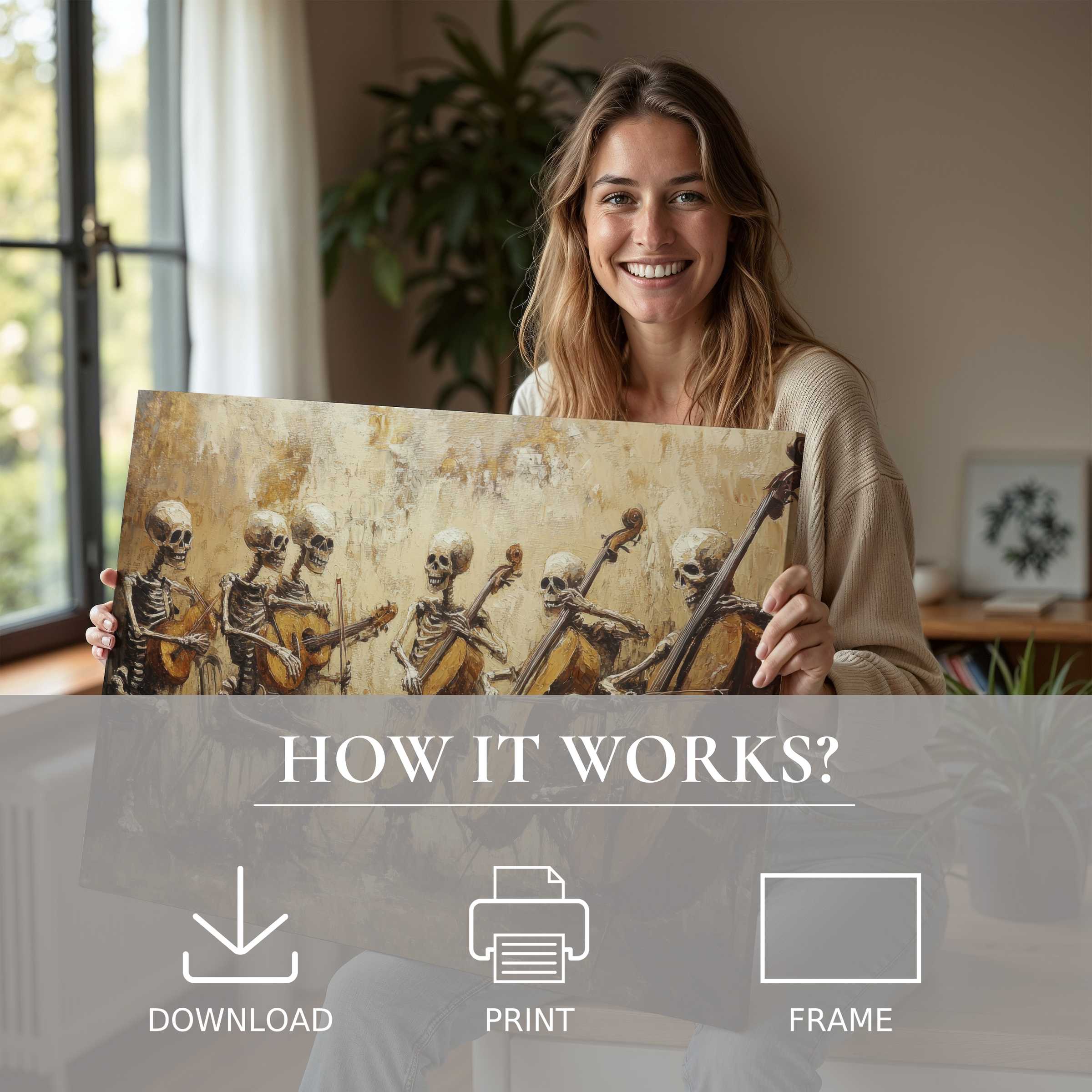 A serene moment of joy illustrates living with refined Halloween digital art print-effortlessly bringing soulful charm to modern interiors