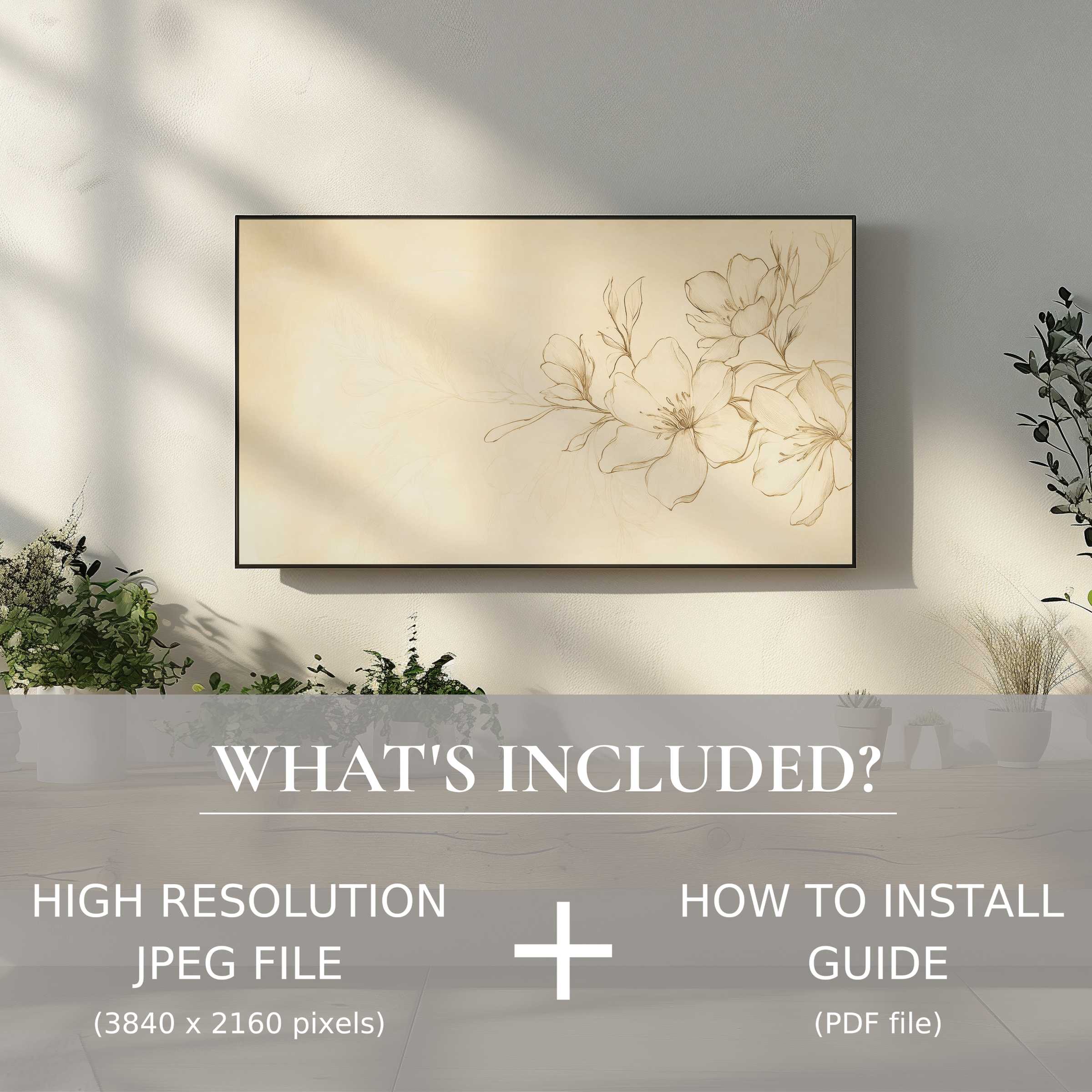 Elegant floral digital TV art download brightens your space with effortless style and easy digital installation guidance