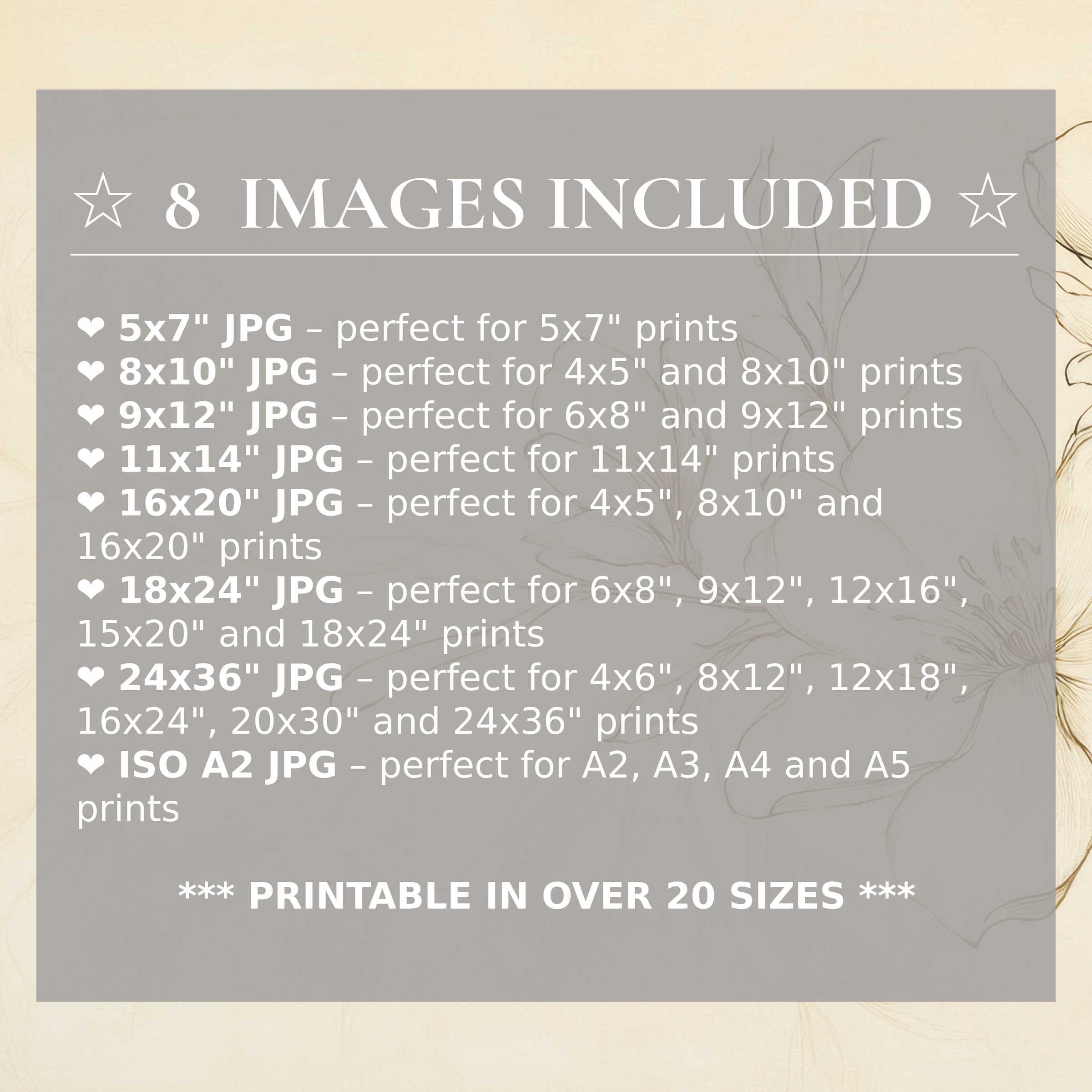 Floral digital print radiates serene beige and soft ochre tones, elevating modern interiors with timeless elegance, including 8 high-quality sizes